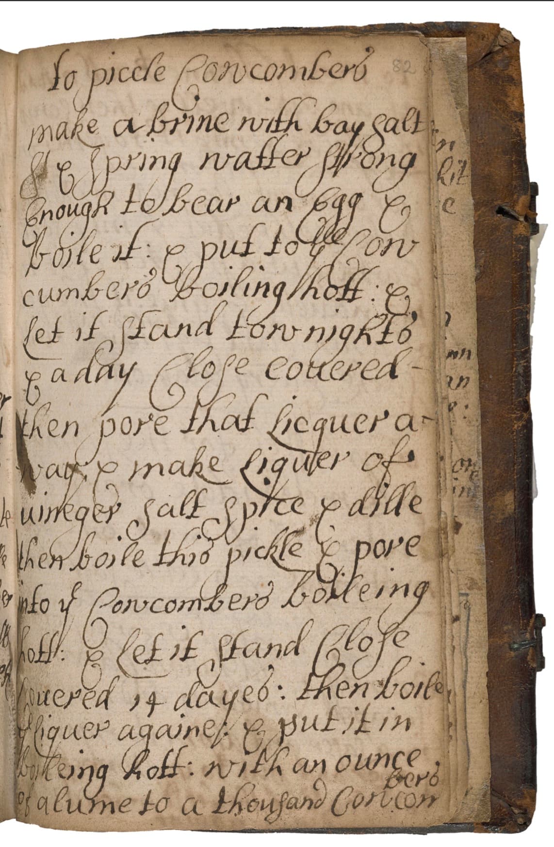 Mid-17th century manuscript compilation by Katherine Brown featuring medicinal and culinary recipes from 1656. Contains traditional English preservation techniques including pickle recipes essential for food storage before refrigeration. Represents the dual nature of 17th century domestic knowledge where cooking and medicine were closely intertwined.