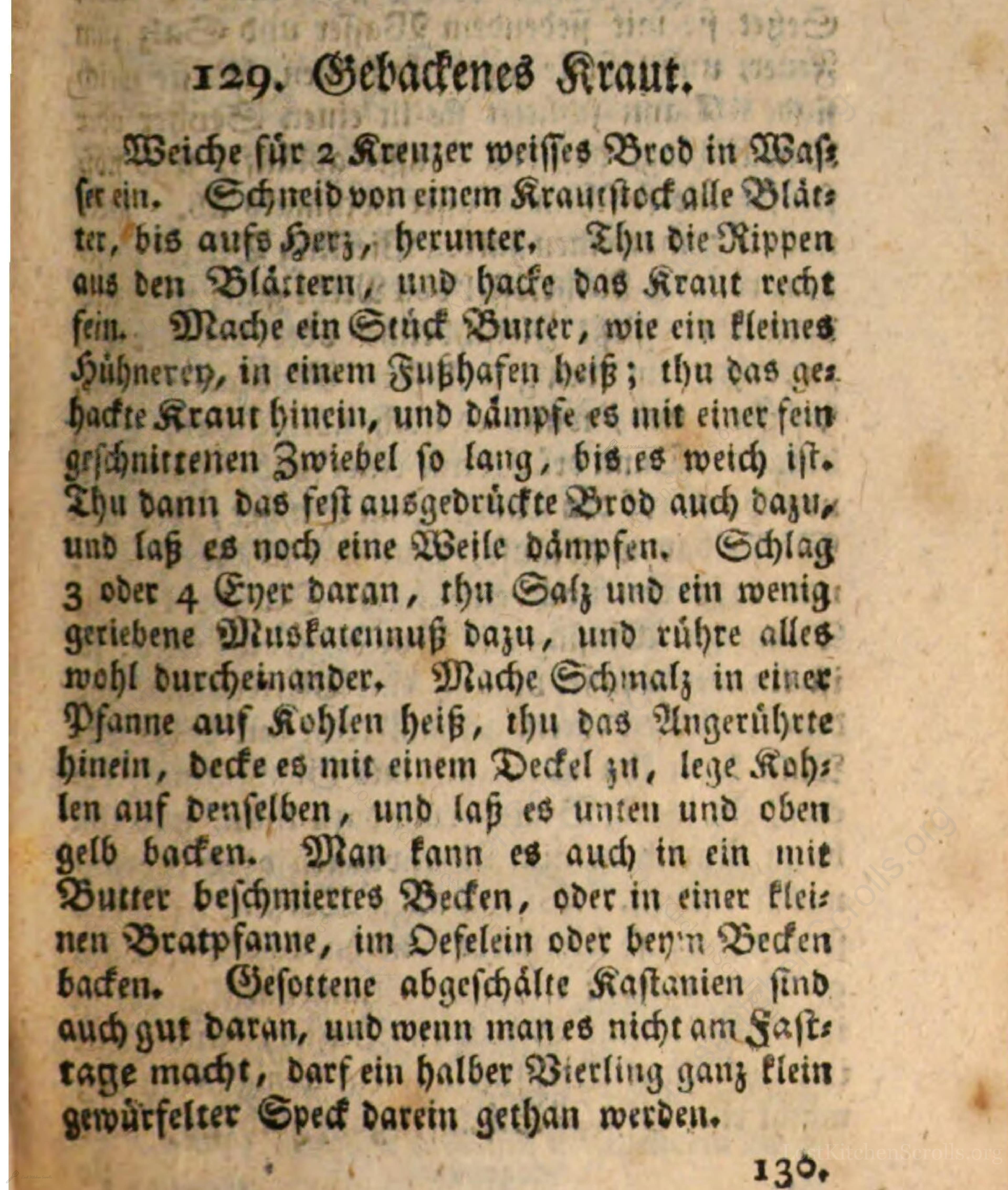 Historical recipe for Gebackenes Kraut
