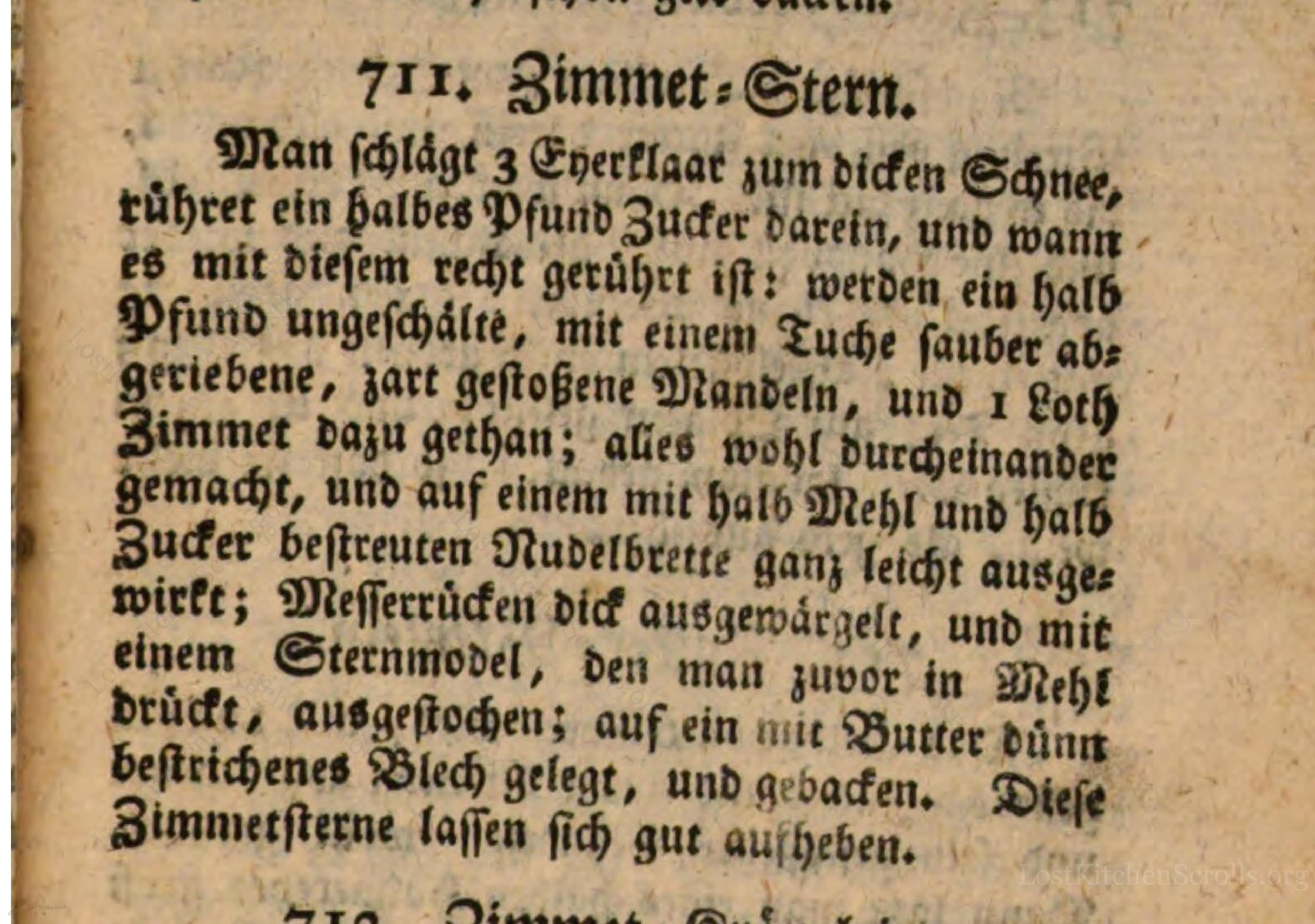 Historical recipe for Zimmet-Stern