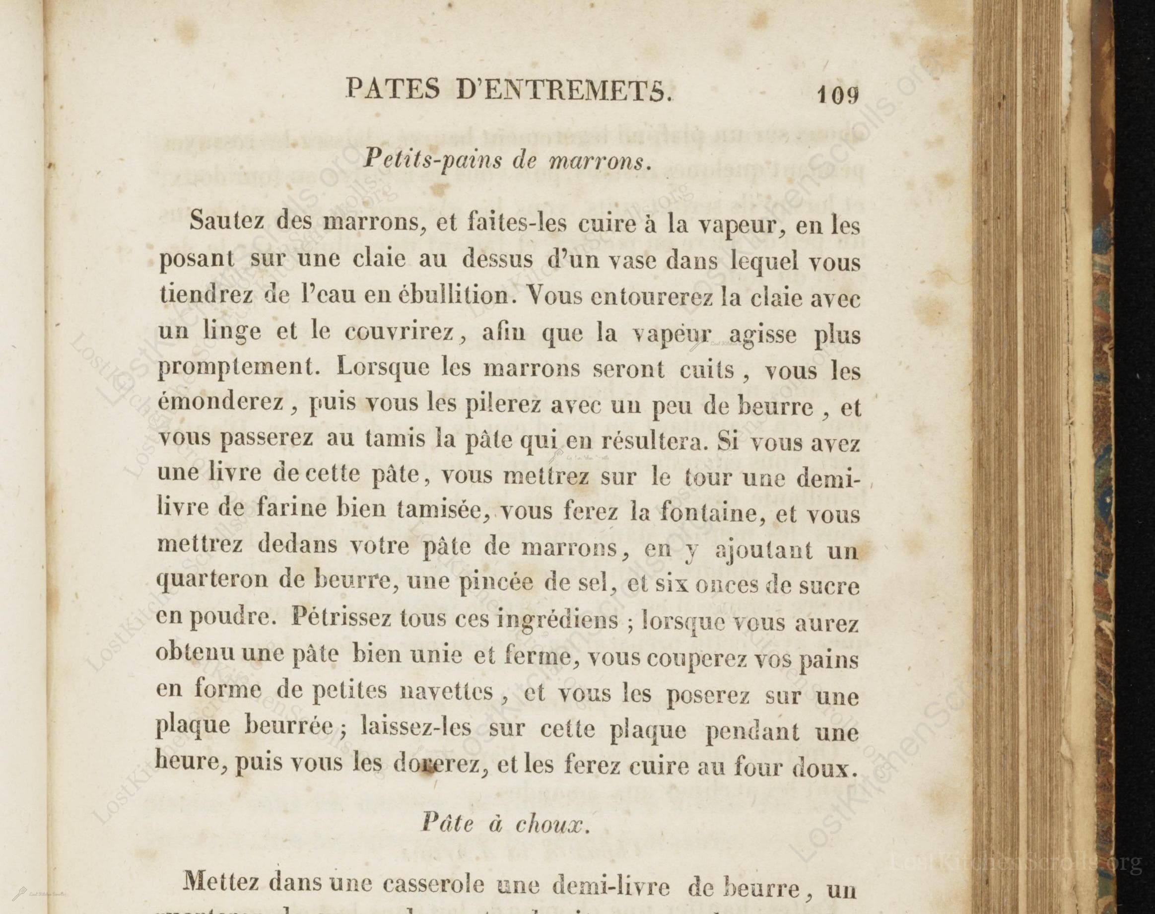 Historical recipe for Petits-Pains De Marrons