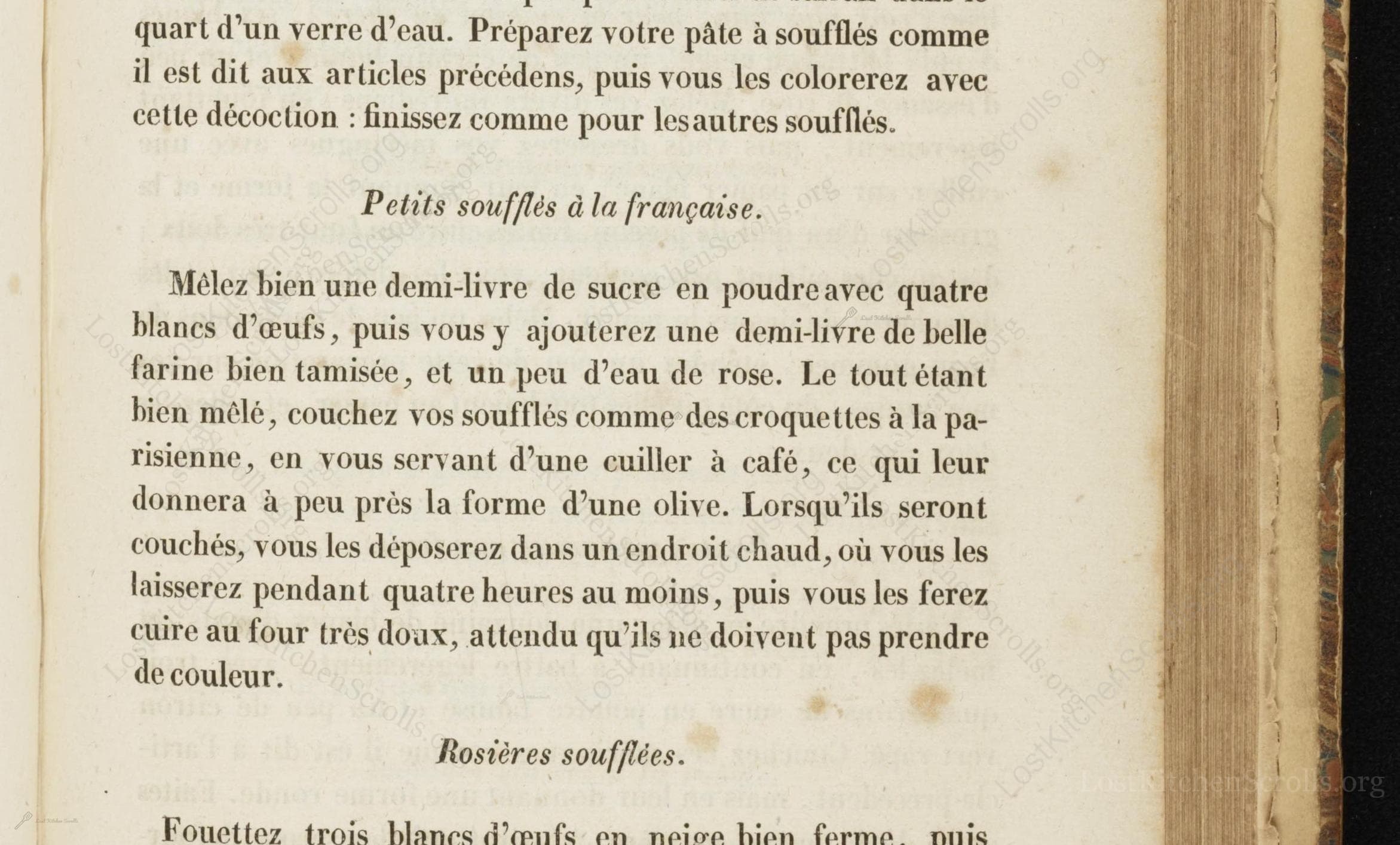 Historical recipe for Petits Soufflés À La Françoise