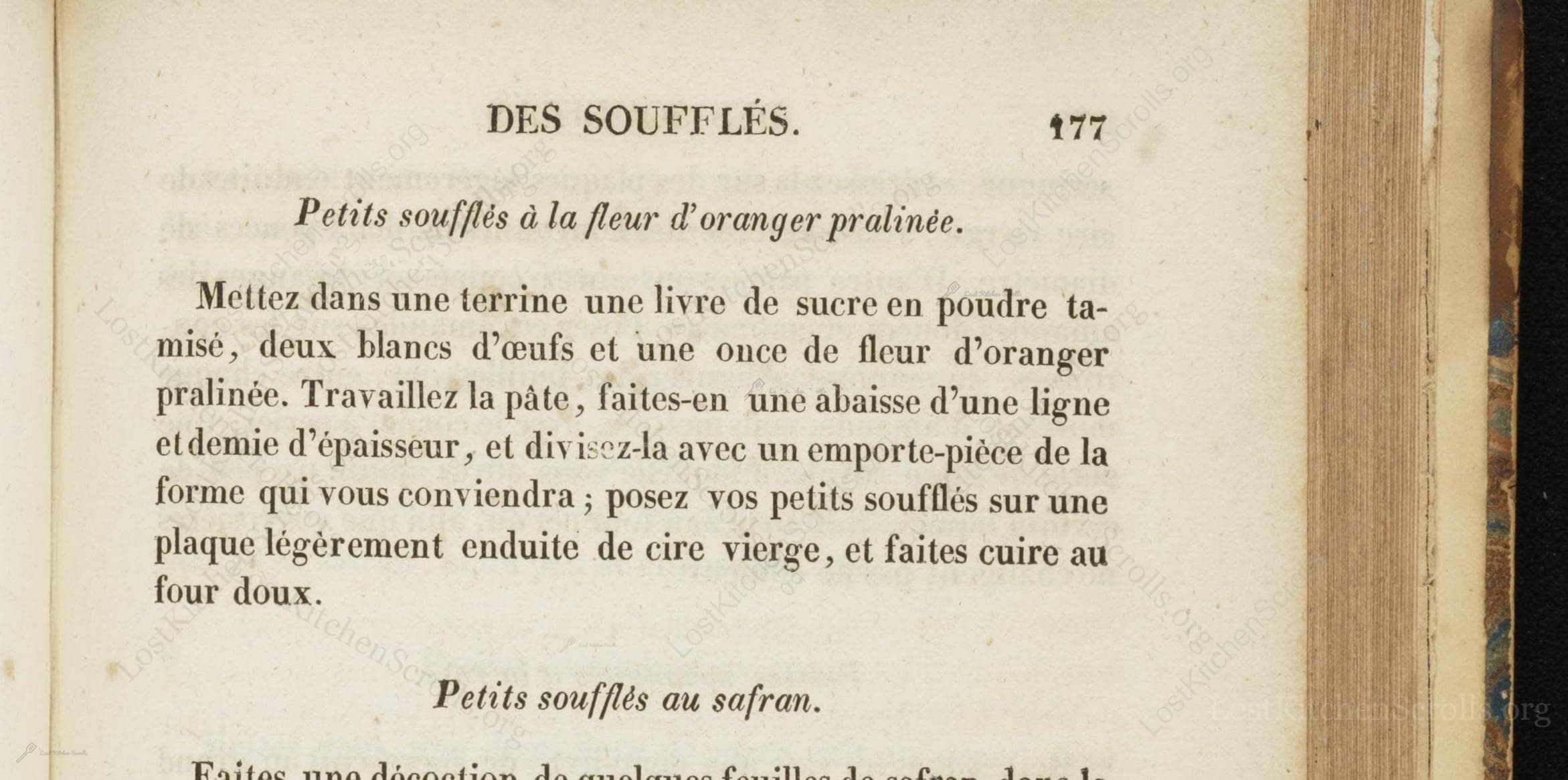 Historical recipe for Petits Soufflés À La Fleur D'Oranger Pralinée