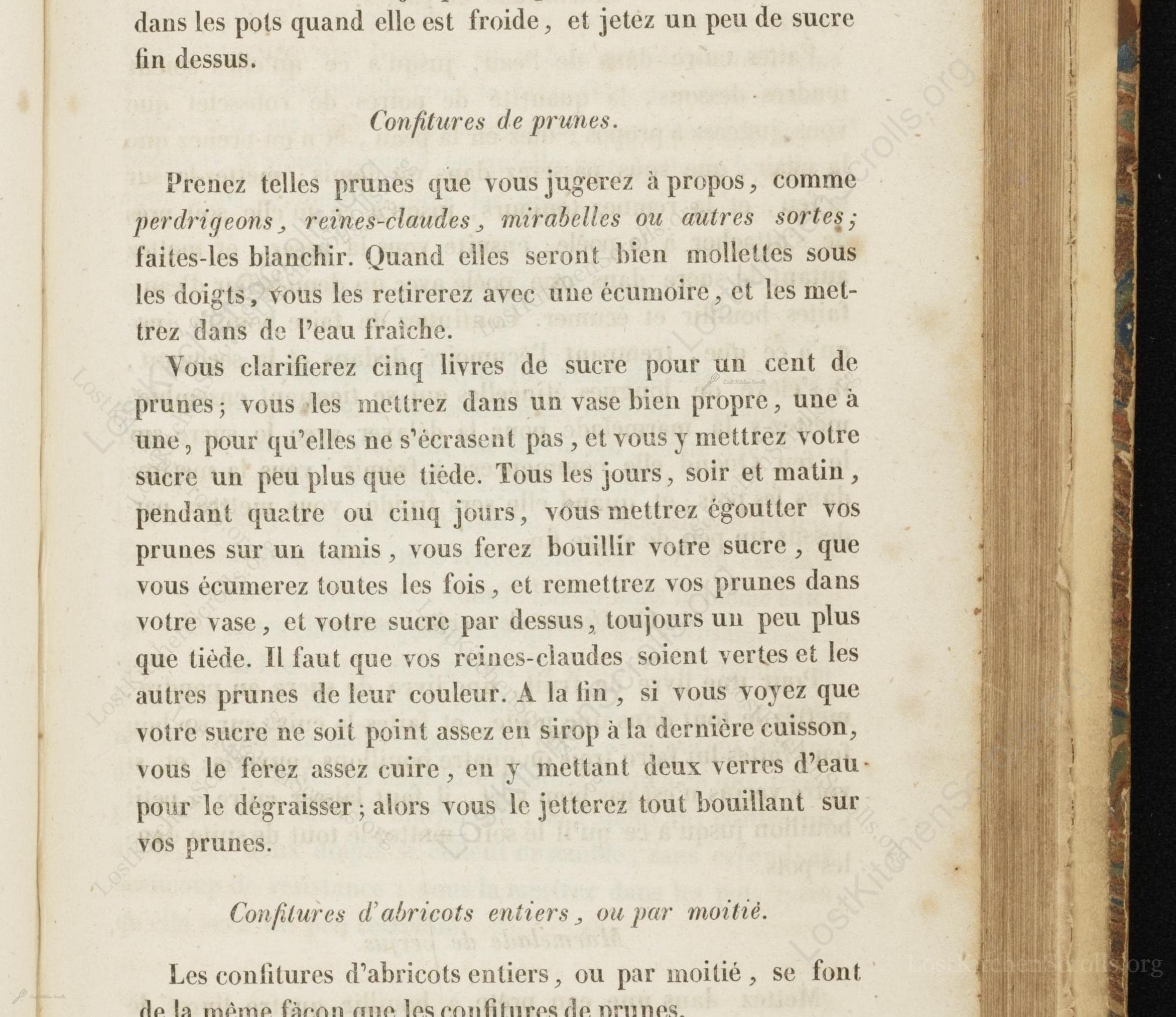 Historical recipe for Confitures De Prunes