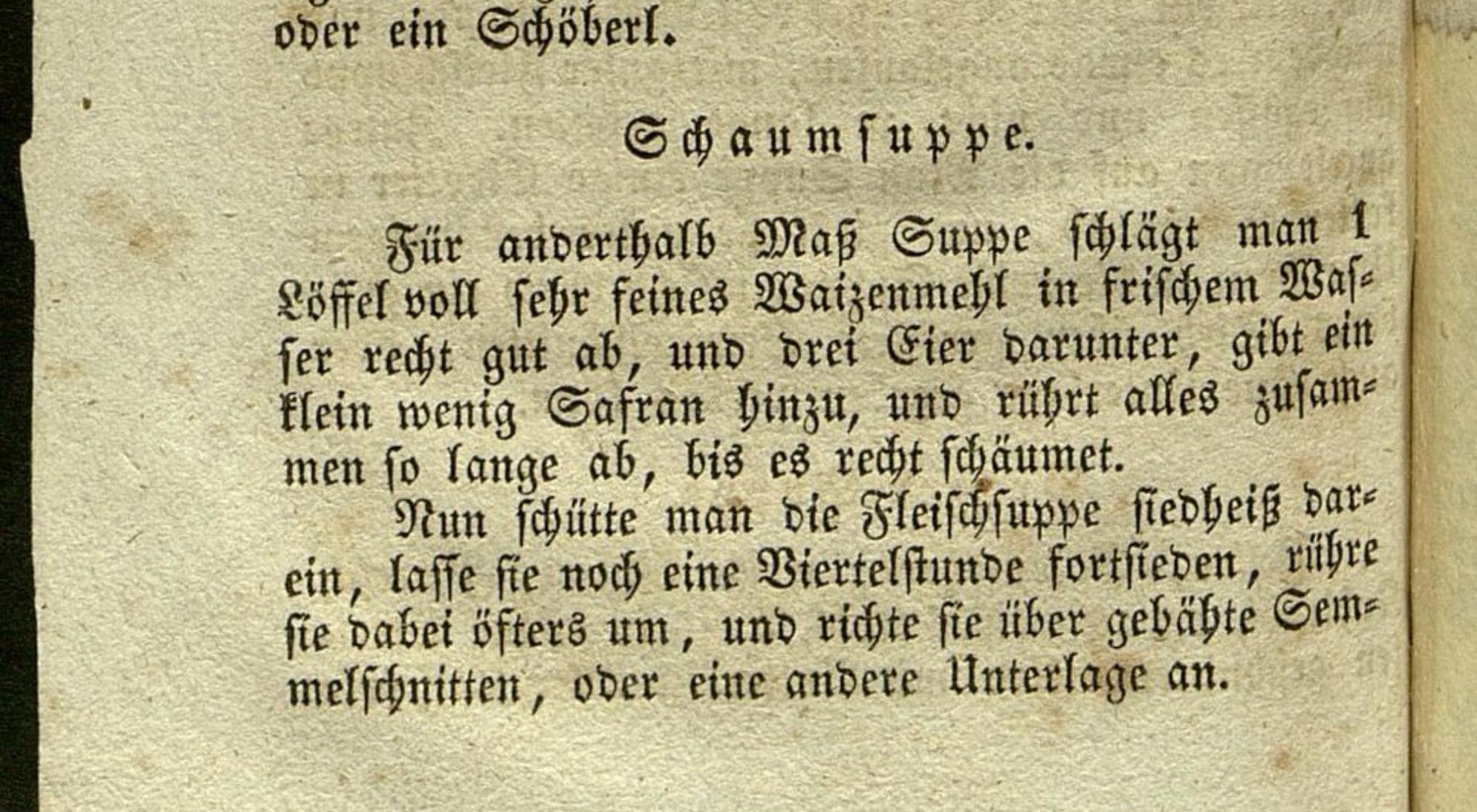 Historical recipe for Schaumsuppe