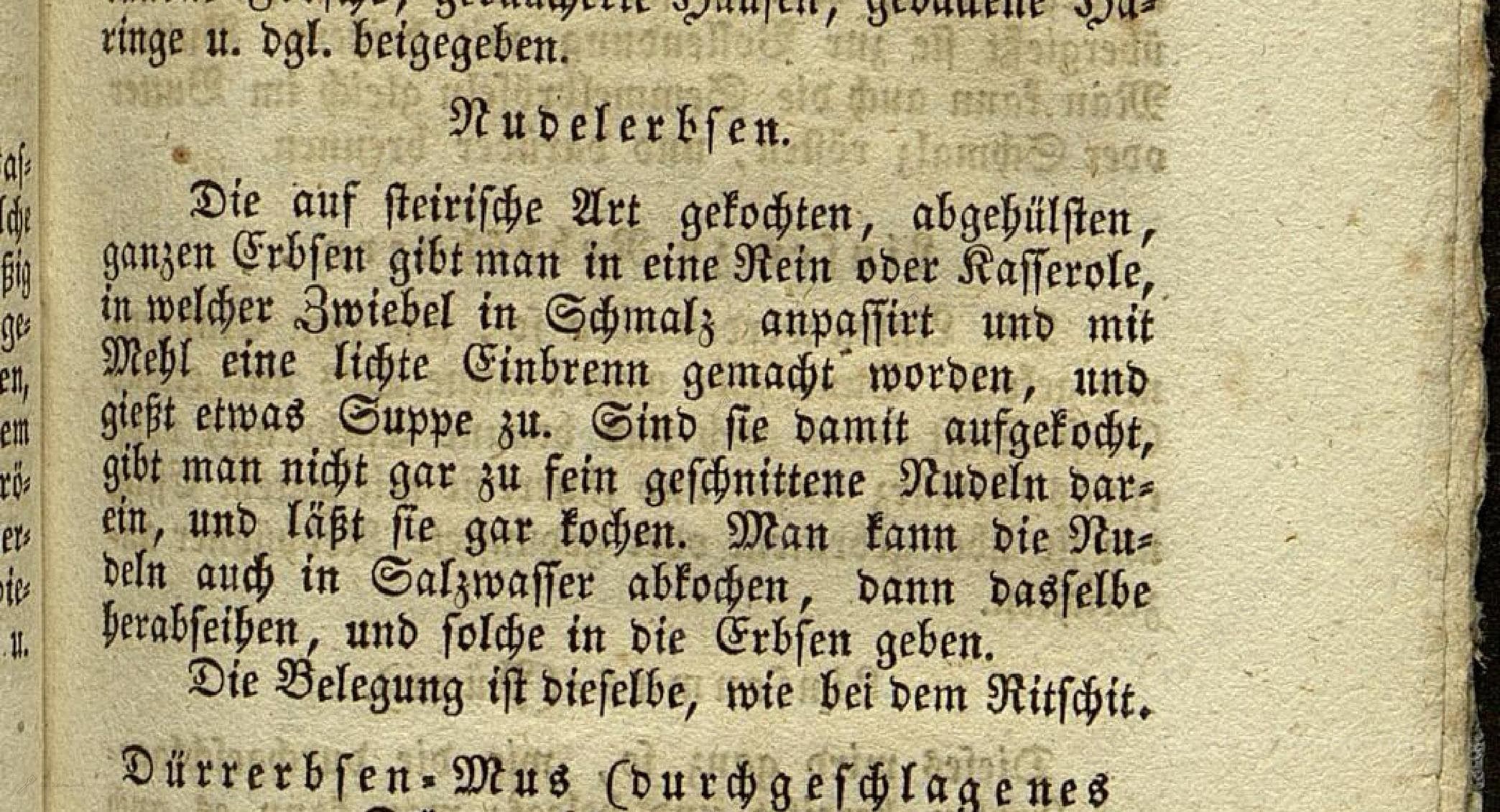 Historical recipe for Nudelerbsen