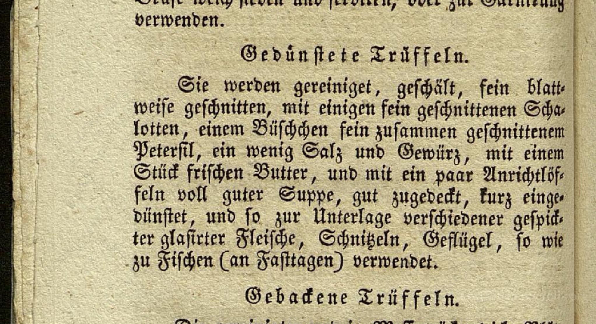 Historical recipe for Gedünstete Trüffeln