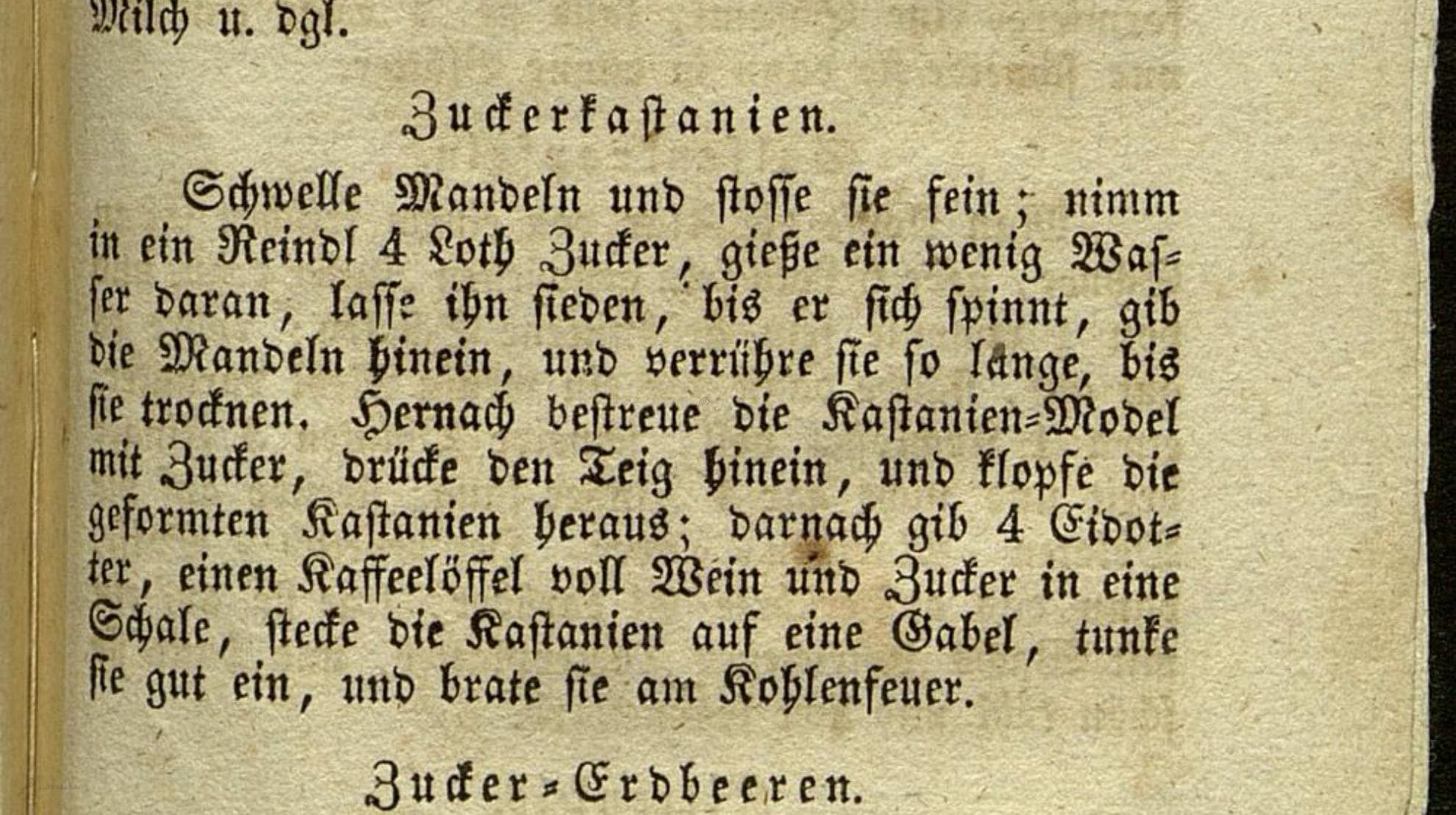 Historical recipe for Zuckerkastanien