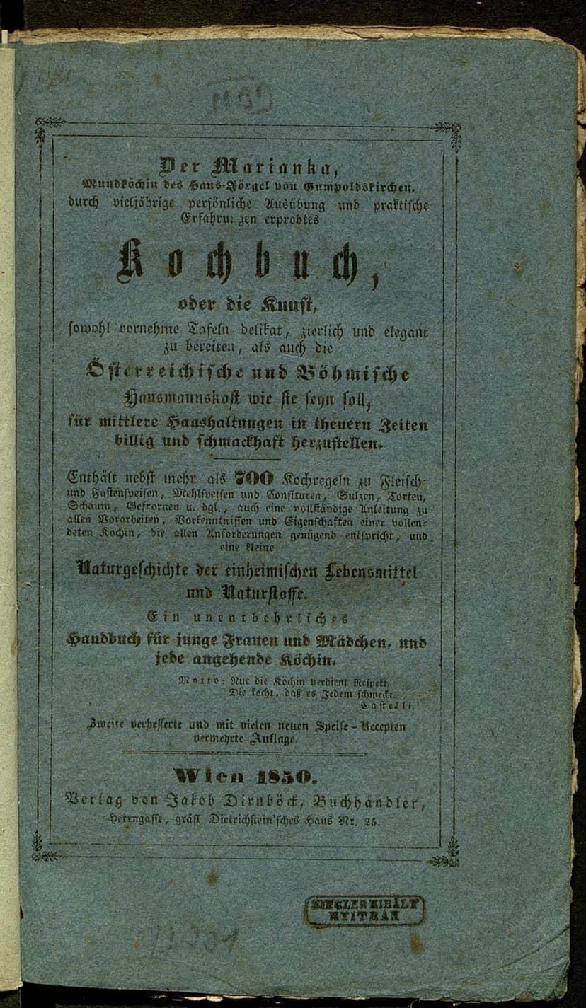 Der Marianka, Mundköchin des Hans-Jörgel von Gumpoldskirchen - Click to view recipe in book