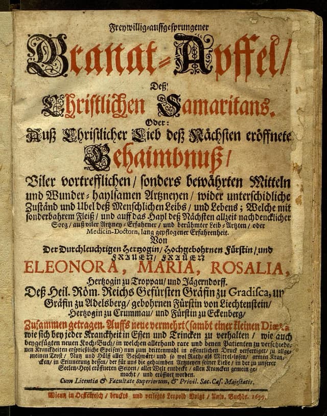 Freywillig-auffgesprungener Granat-Apffel, Deß Christlichen Samaritans - Click to view recipe in book