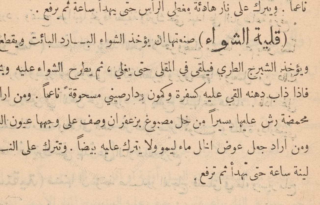 Historical recipe for قليّة الشواء