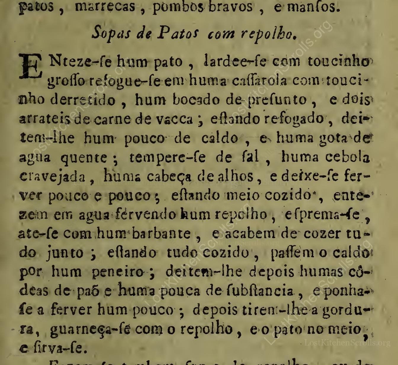 Sopas De Patos Com Repolho