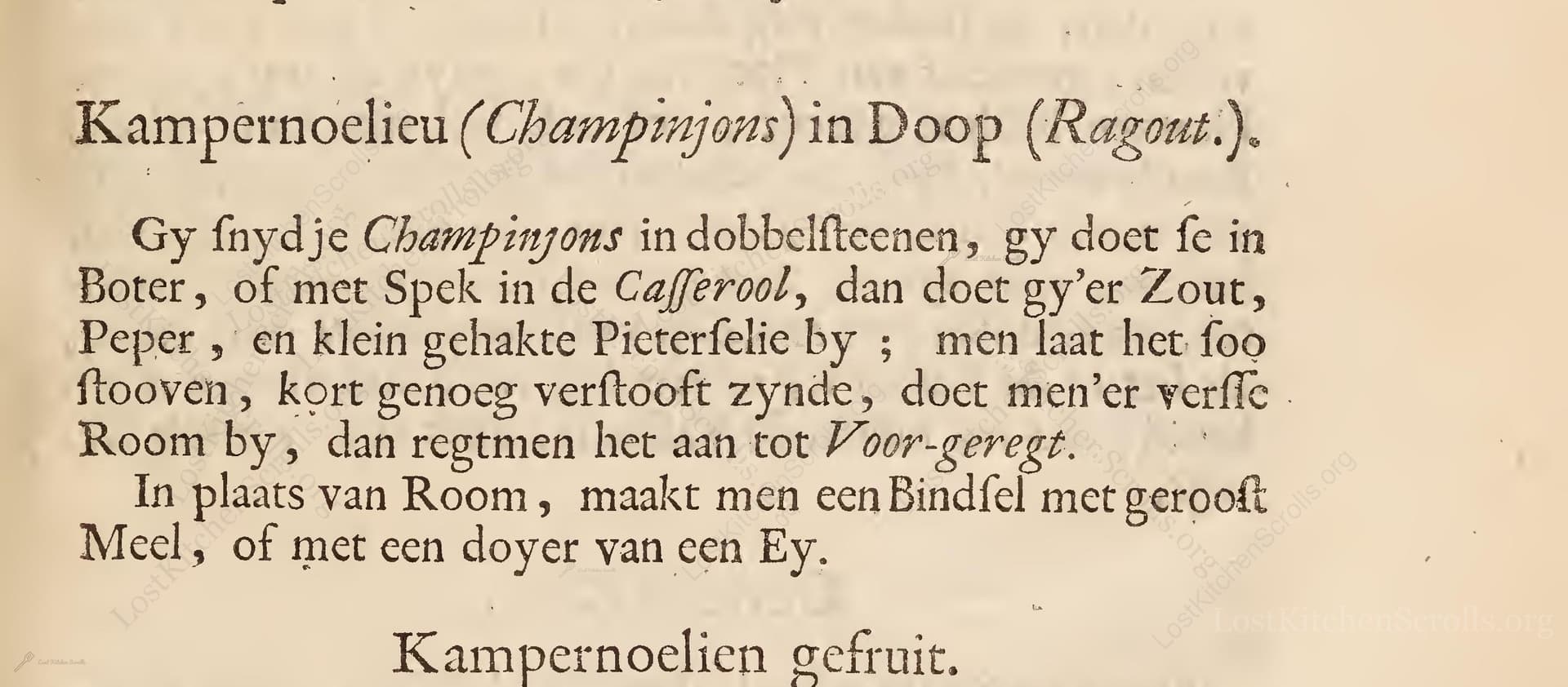 Kampernoelieu (Champinjons) In Doop (Ragout.)