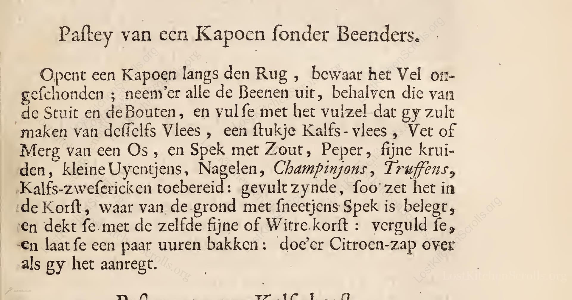 Pastey Van Een Kapoen Sonder Beenders
