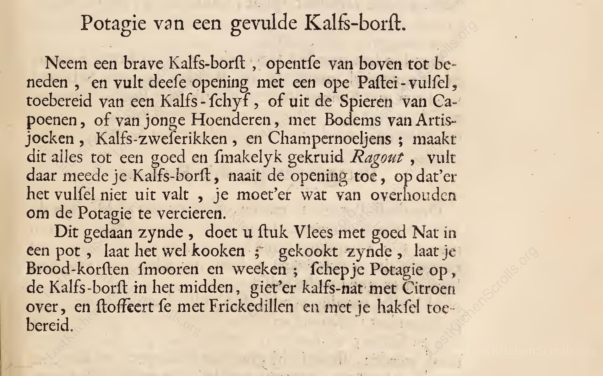 Potagie Van Een Gevulde Kalfs-Borst