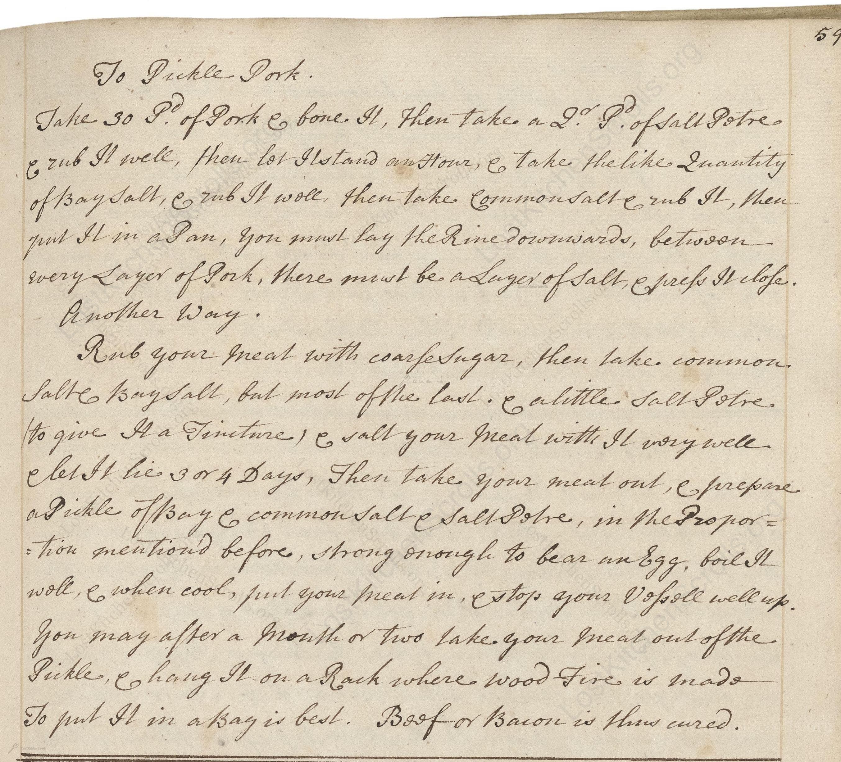 Historical recipe for To Pickle Pork