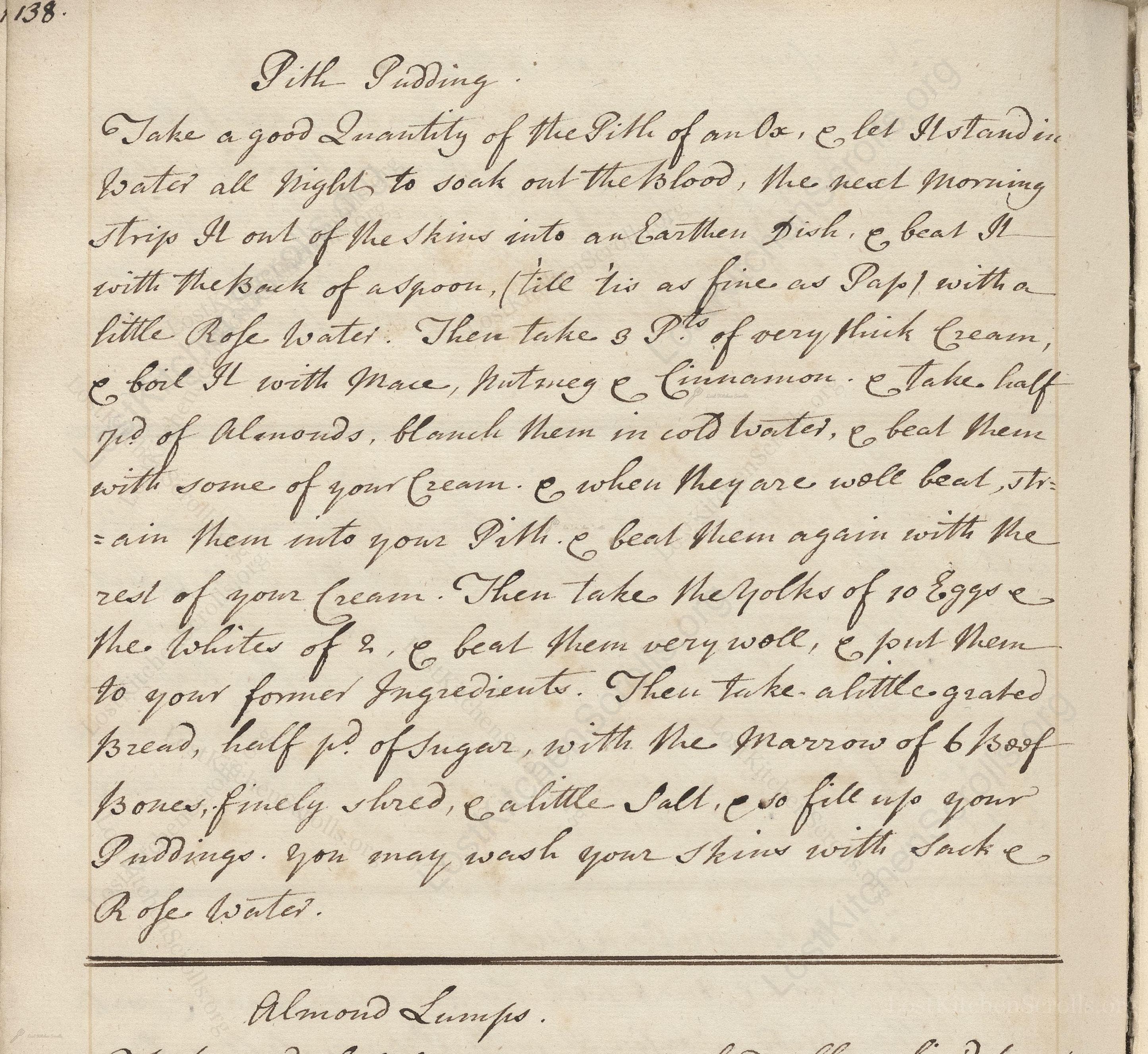 Historical recipe for Pith Pudding