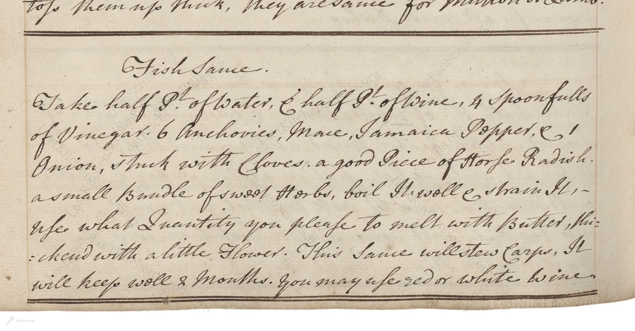 Historical recipe for Fish Sauce