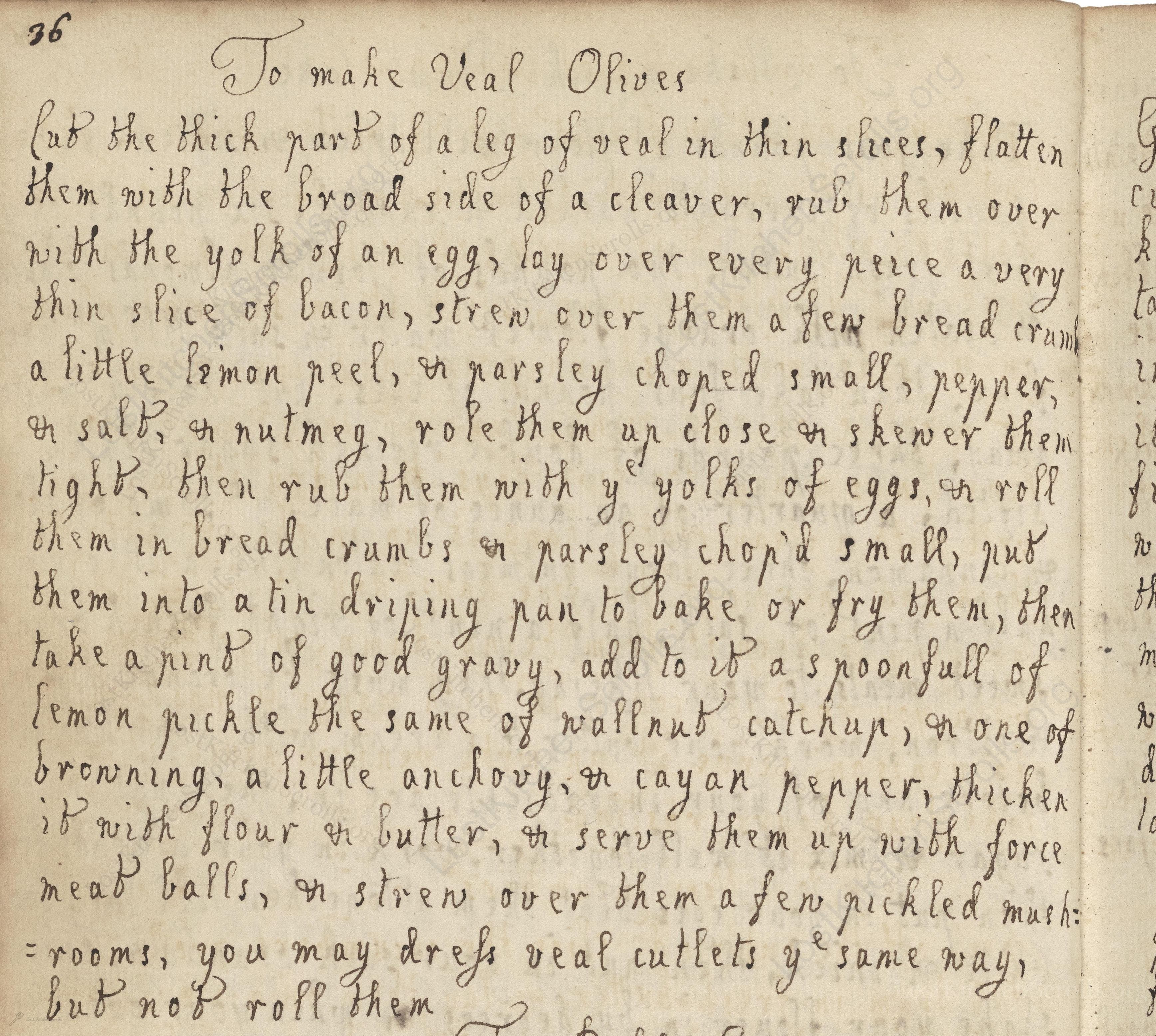 Historical recipe for To Make Veal Olives