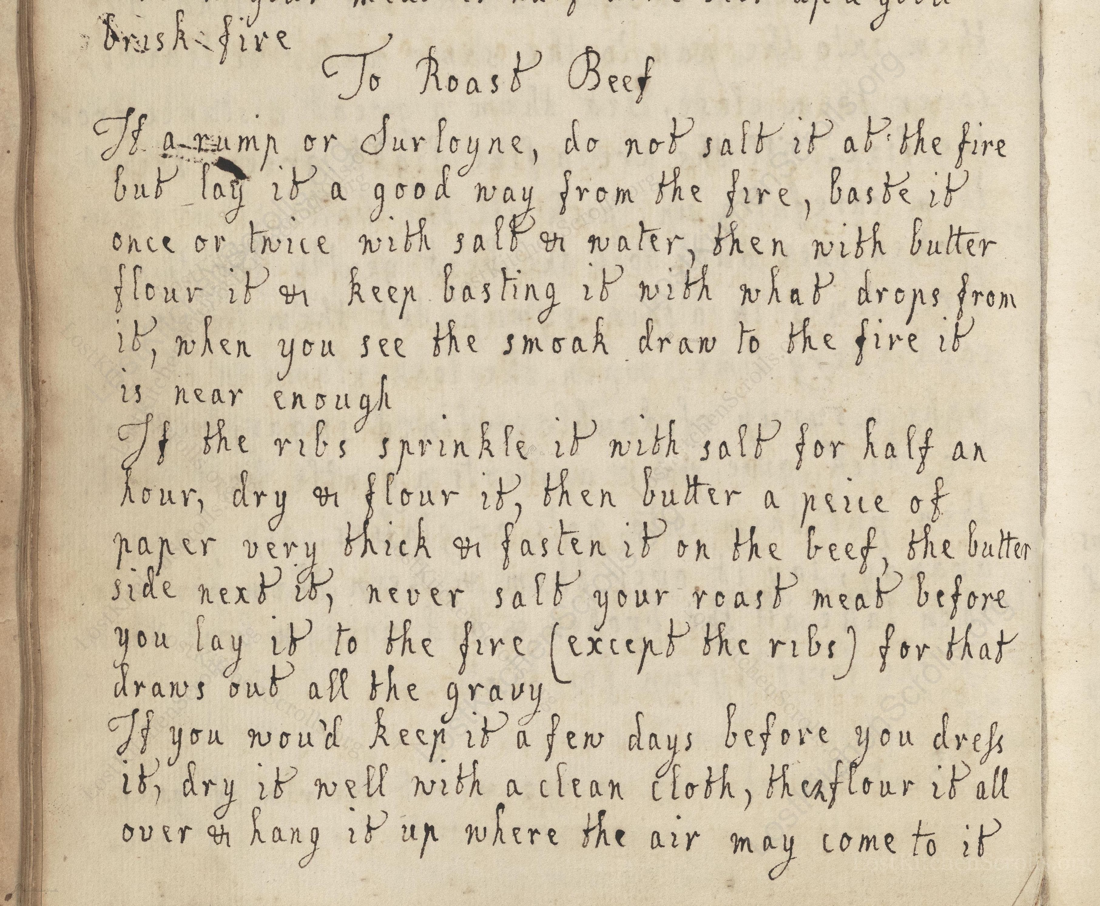Historical recipe for To Roast Beef