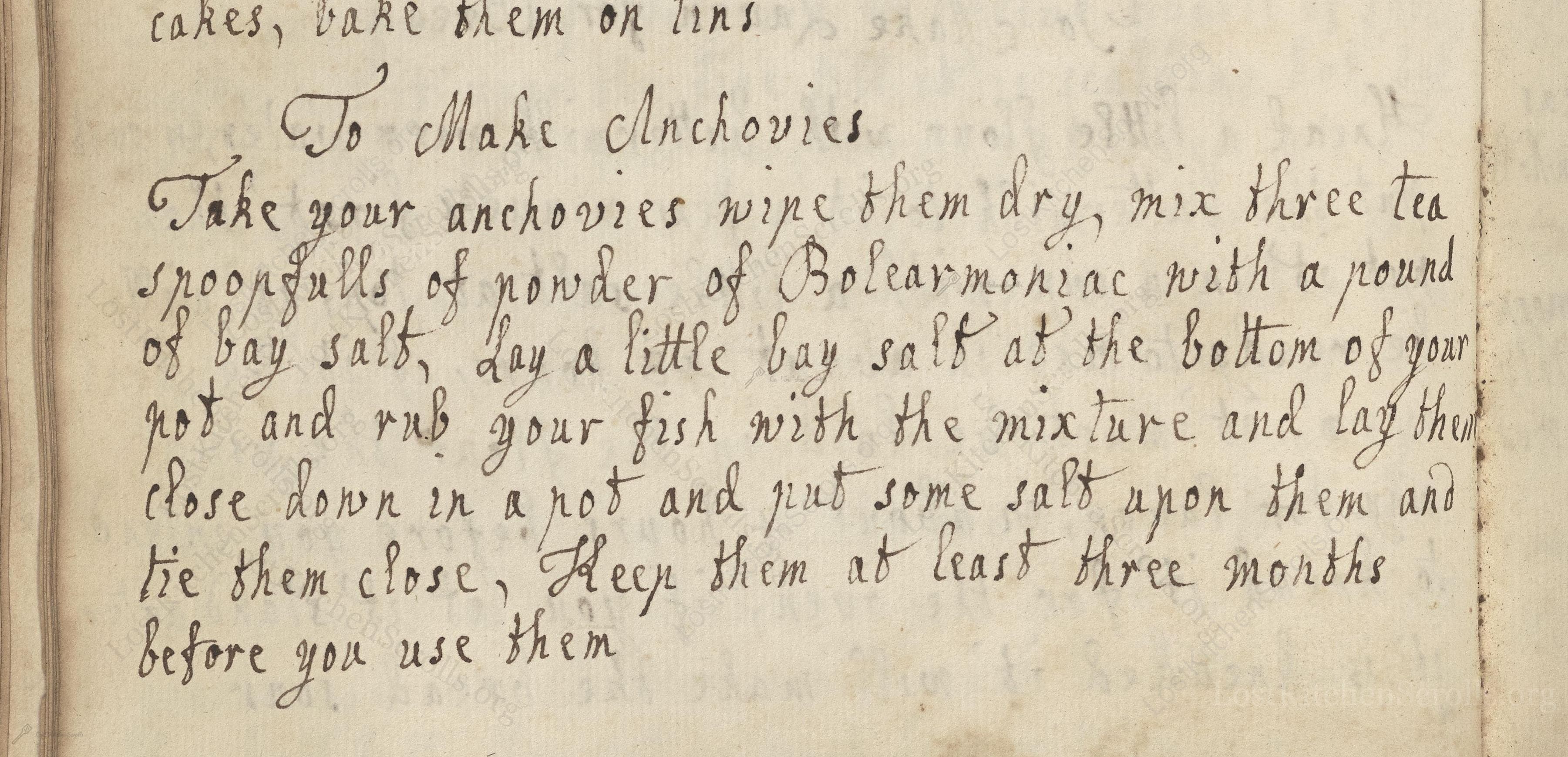 Historical recipe for To Make Anchovies