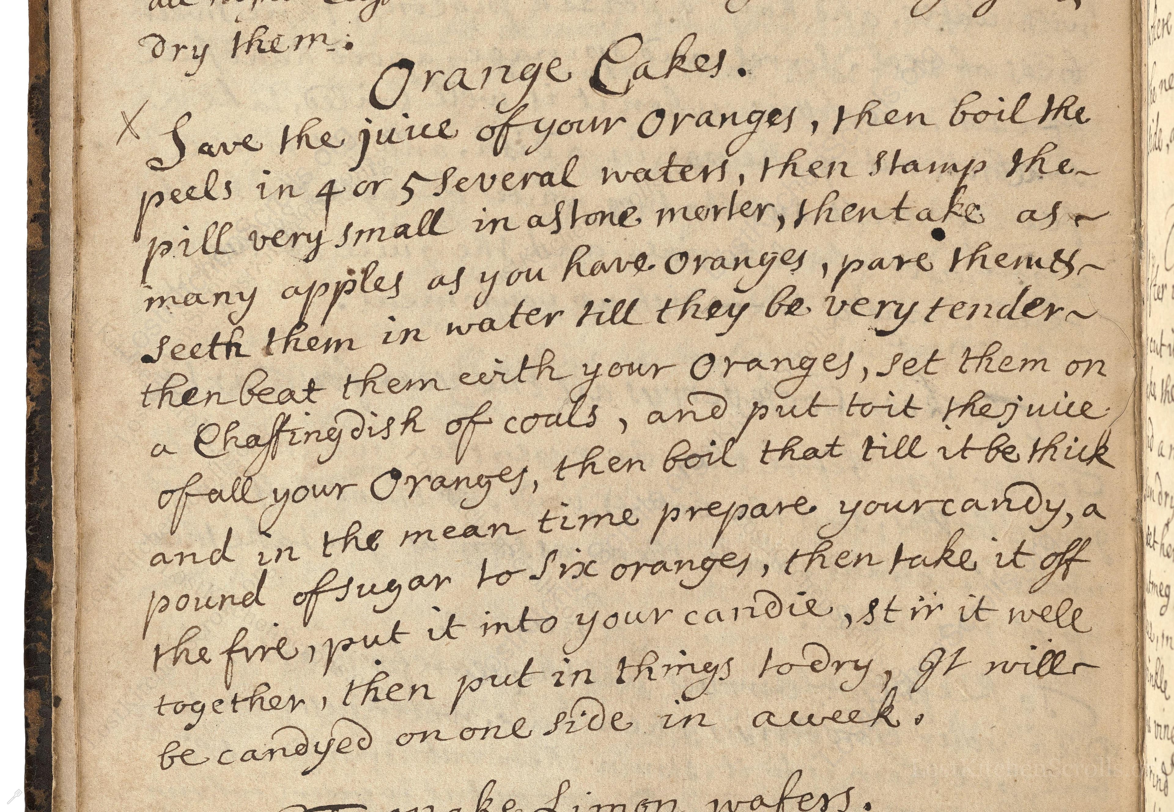 Historical recipe for Orange Cakes