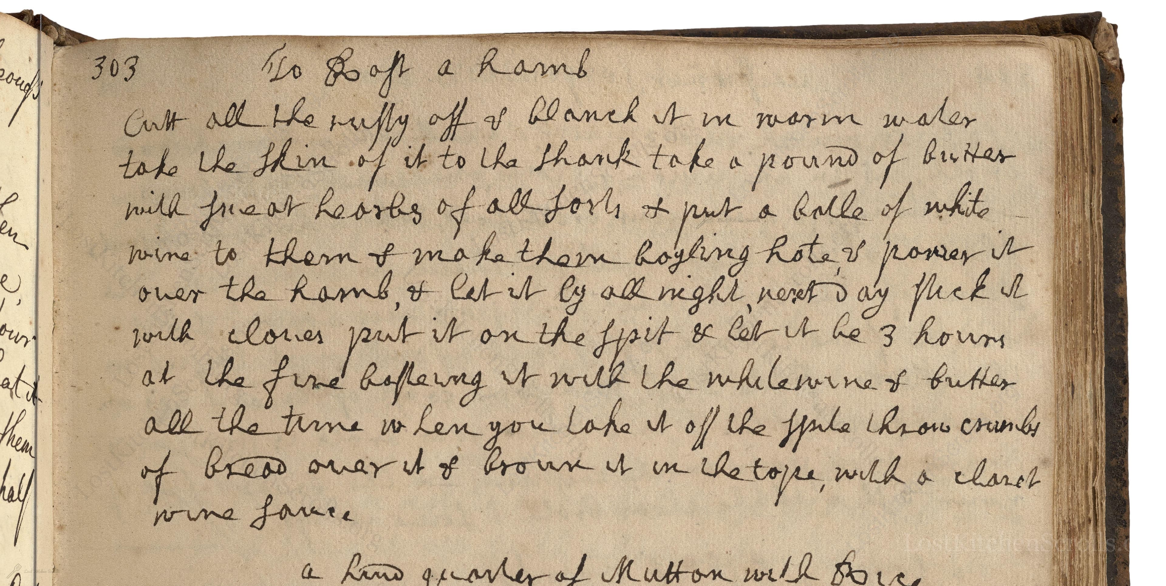Historical recipe for To Roast A Lamb