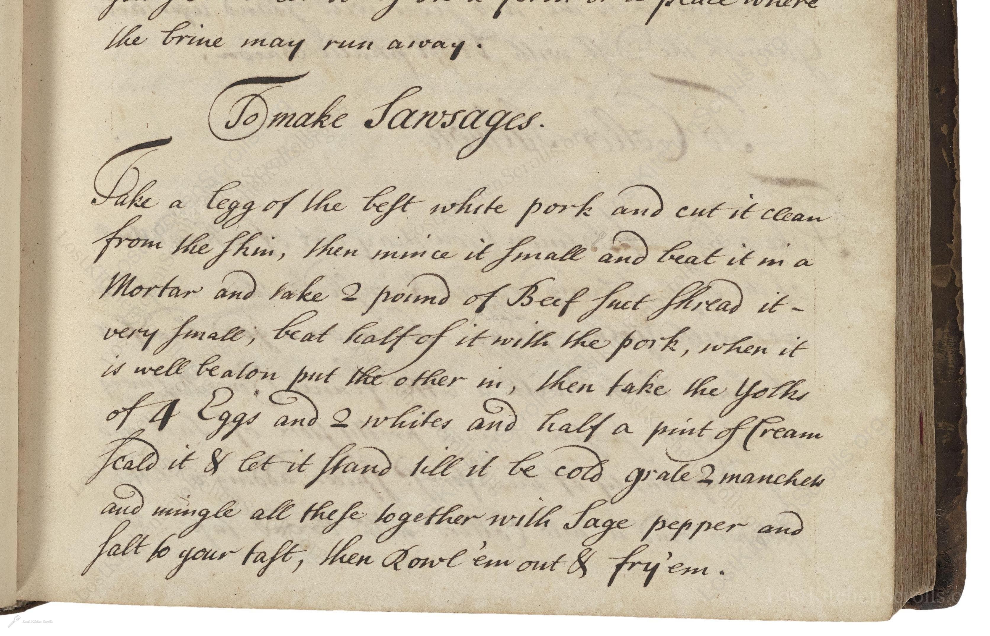 Historical recipe for To Make Sausages