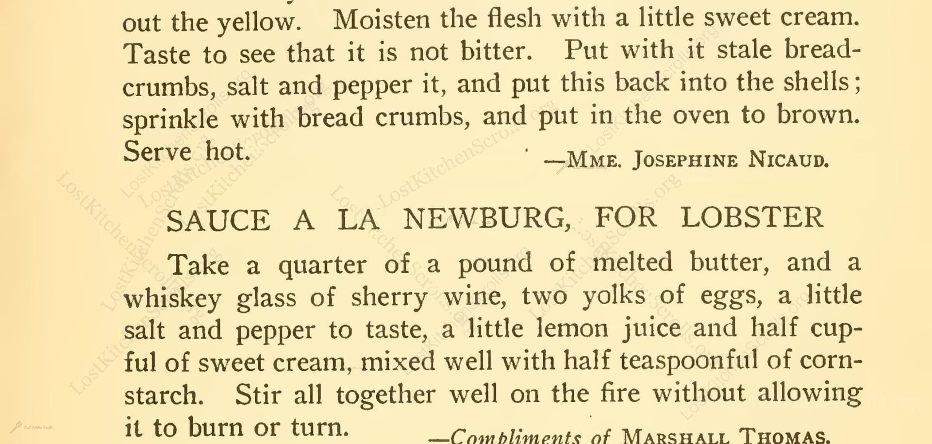 Sauce A La Newburg, For Lobster