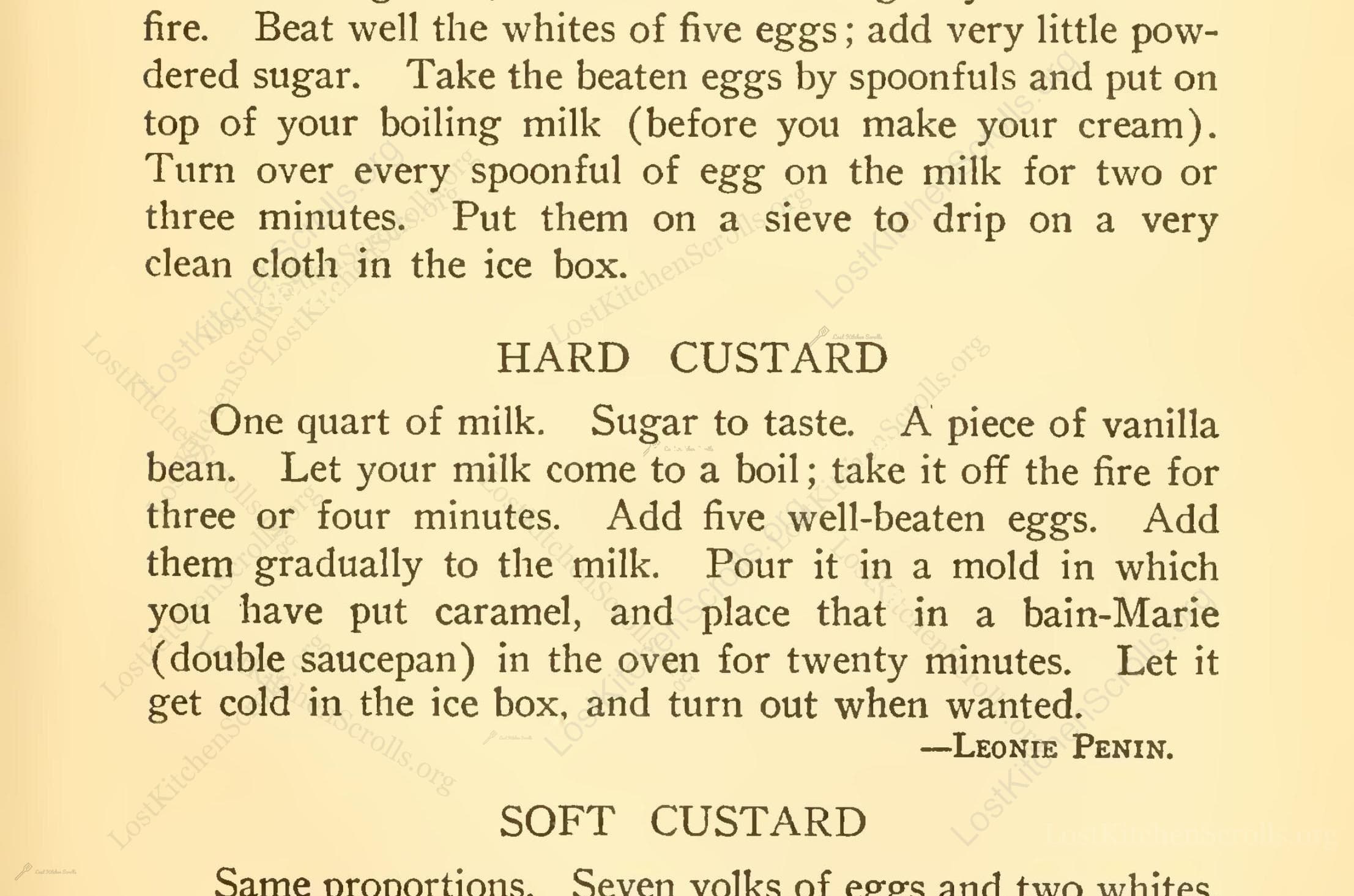 Historical recipe for Hard Custard