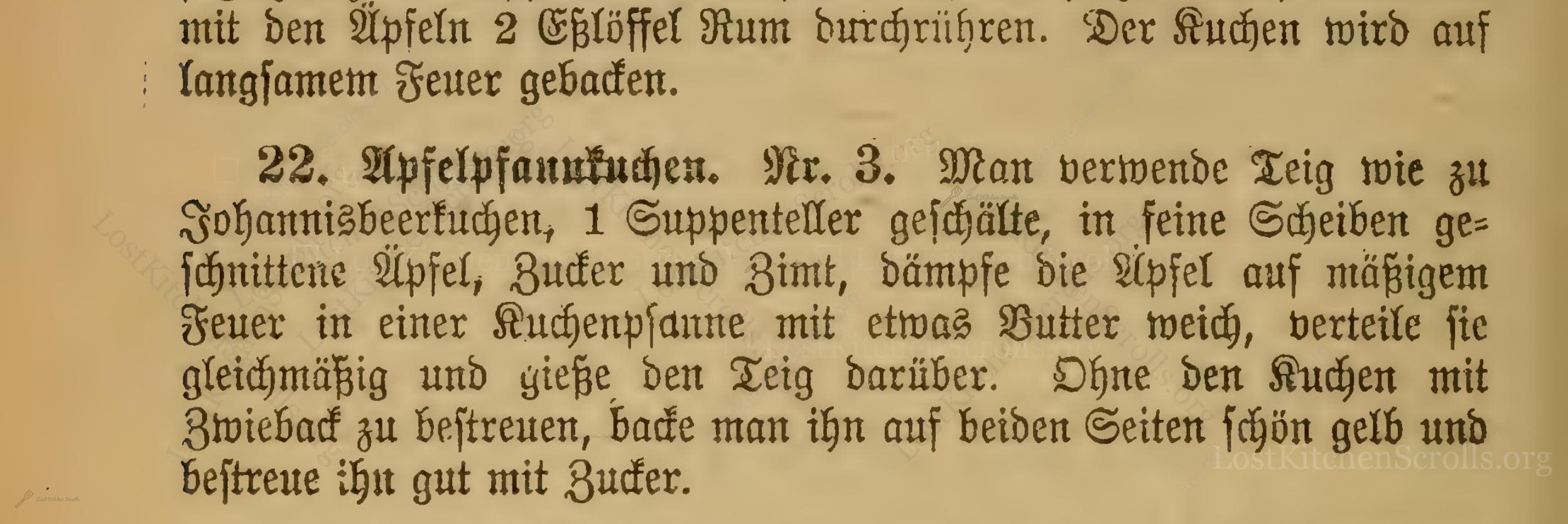 Historical recipe for Apfelpfannkuchen Nr.