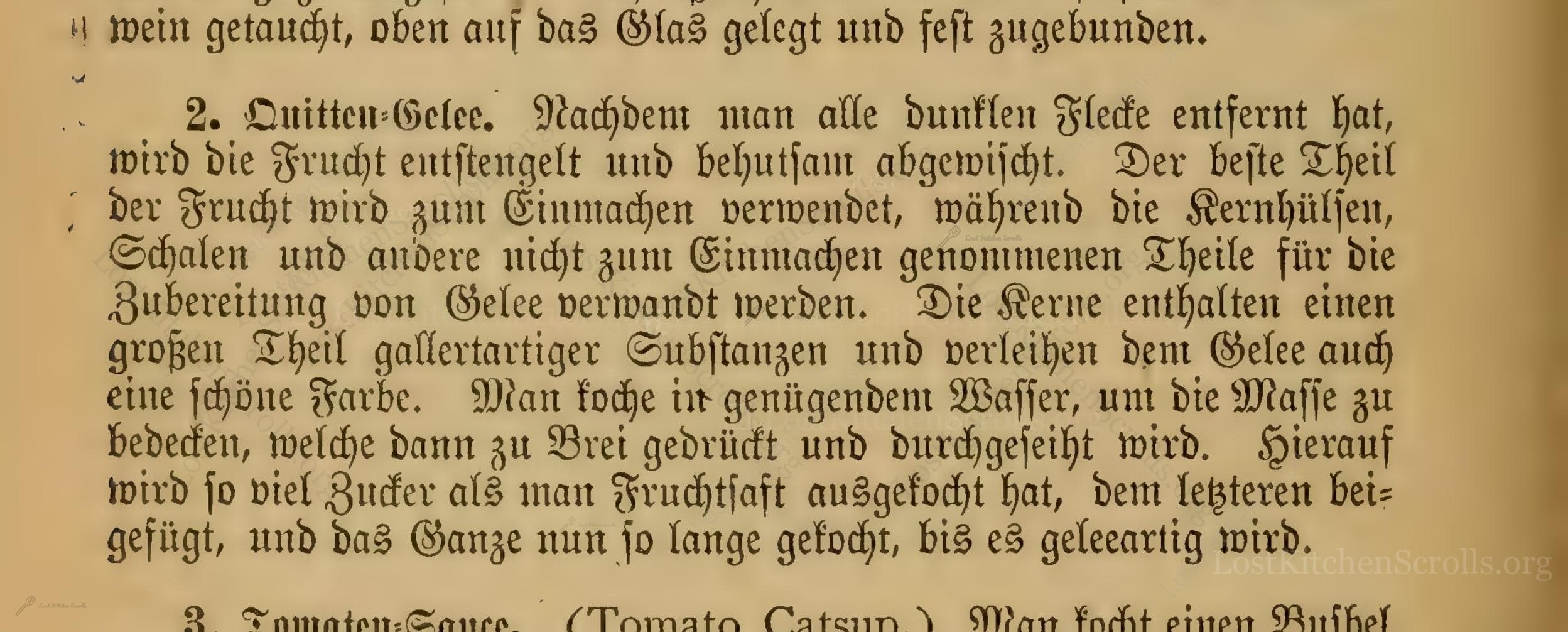 Historical recipe for Quitten-Gelee