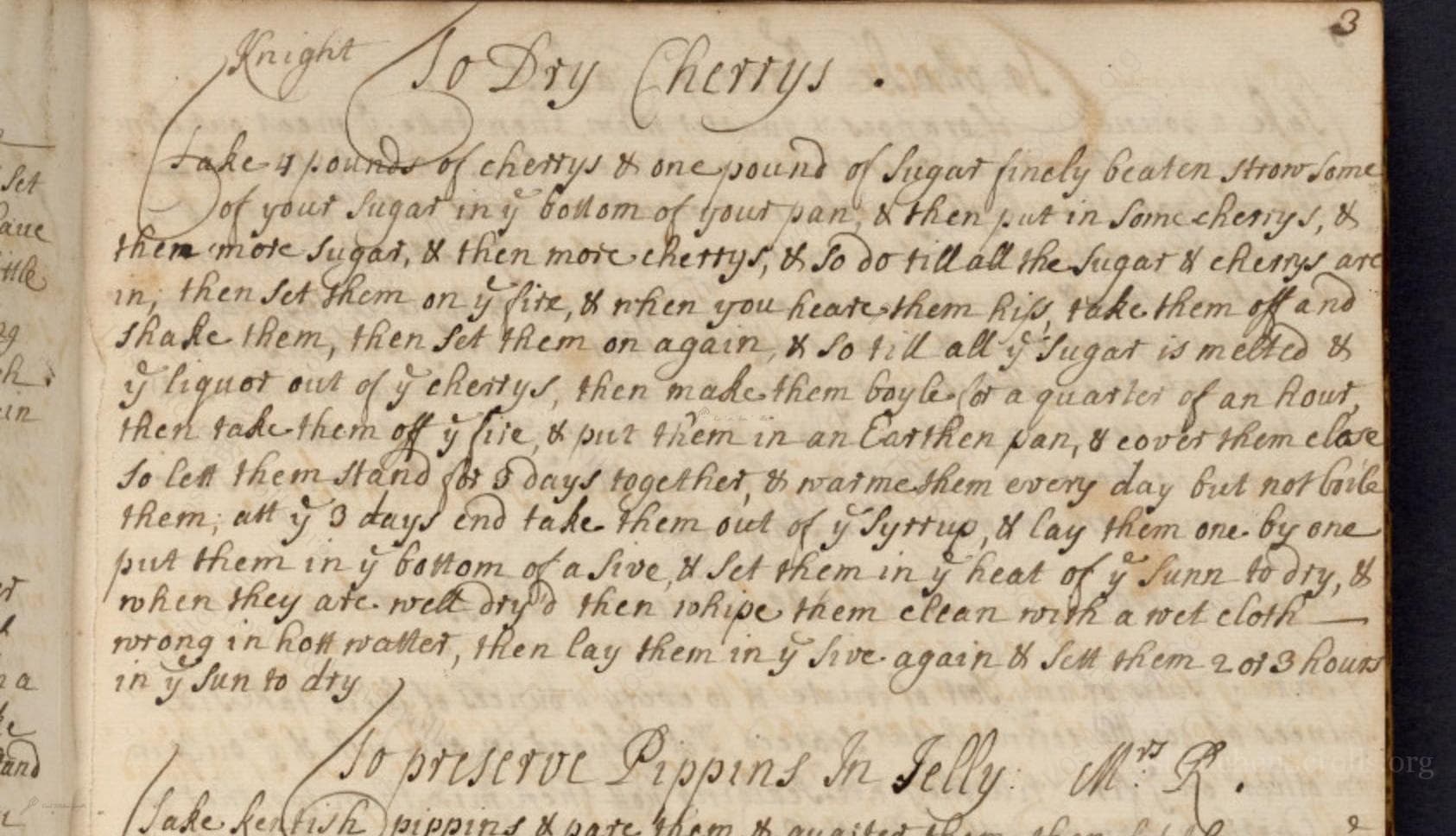 Historical recipe for To Dry Cherrys