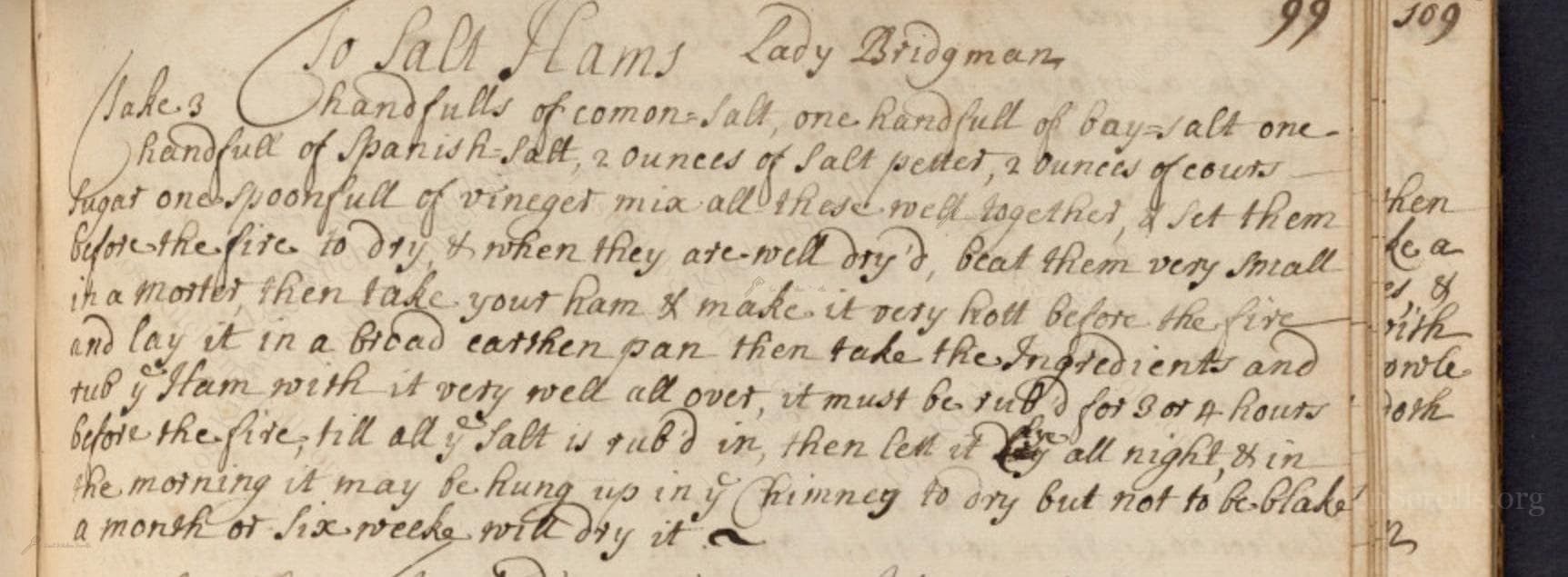 To Salt Hams Lady Bridgman
