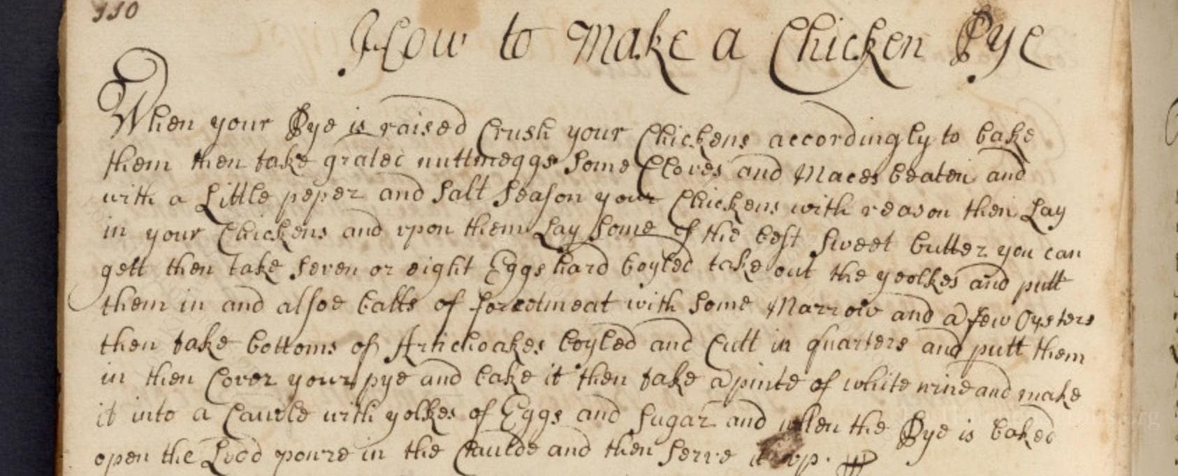 Historical recipe for How To Make A Chicken Pye