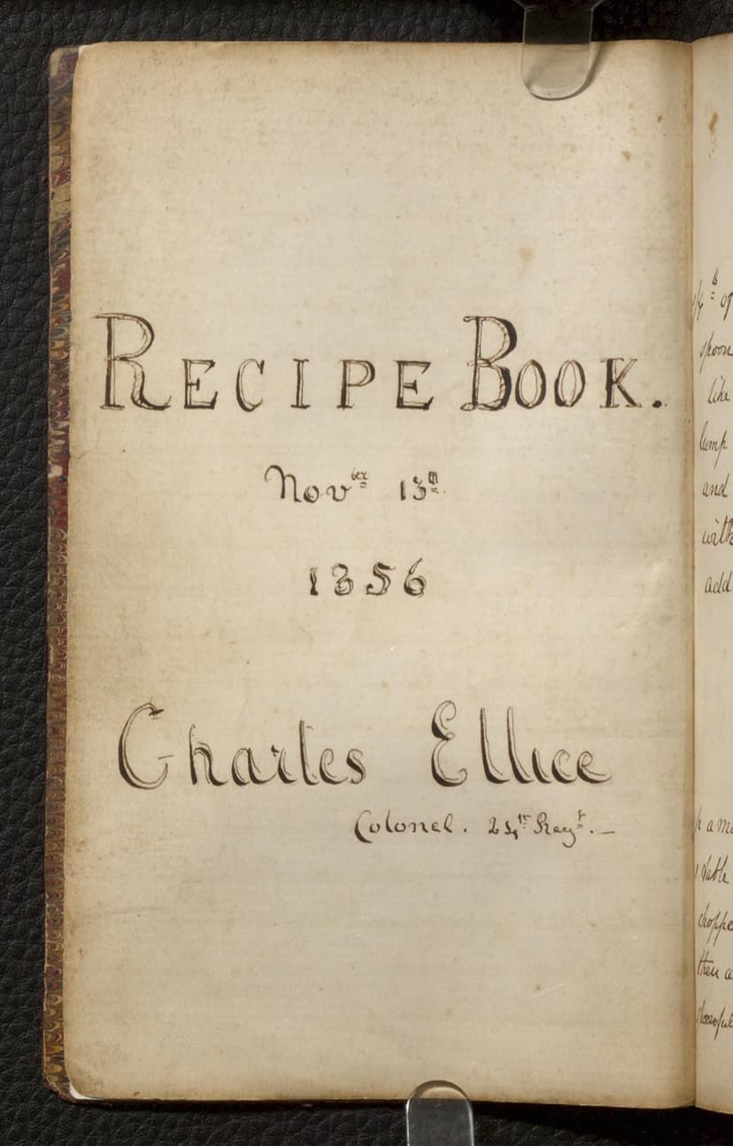 Recipe book of Charles Ellice, Colonel, 24th Regiment
 - Click to view recipe in book