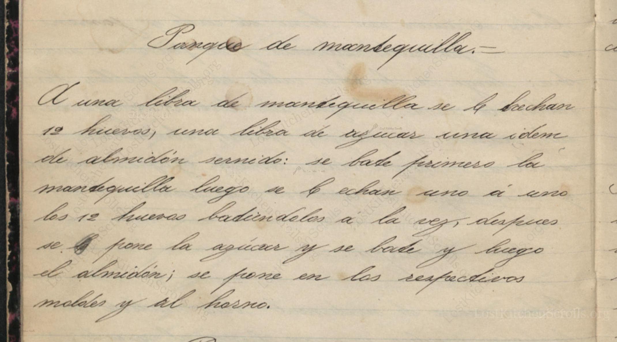 Historical recipe for Panqtes De Mantequilla