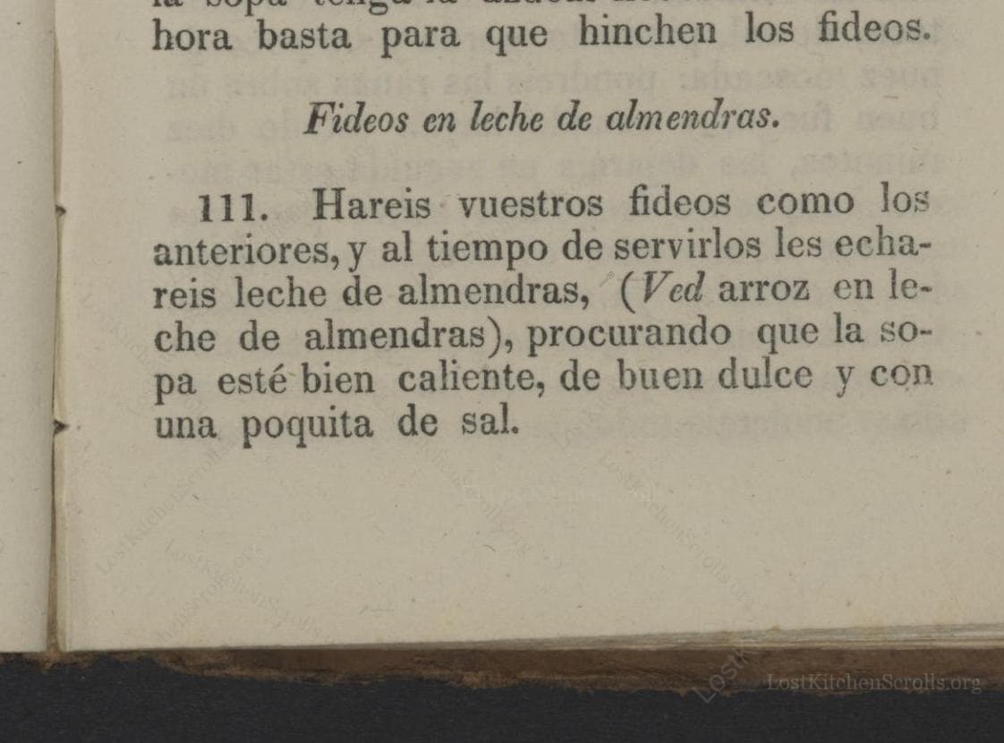 Fideos En Leche De Almendras