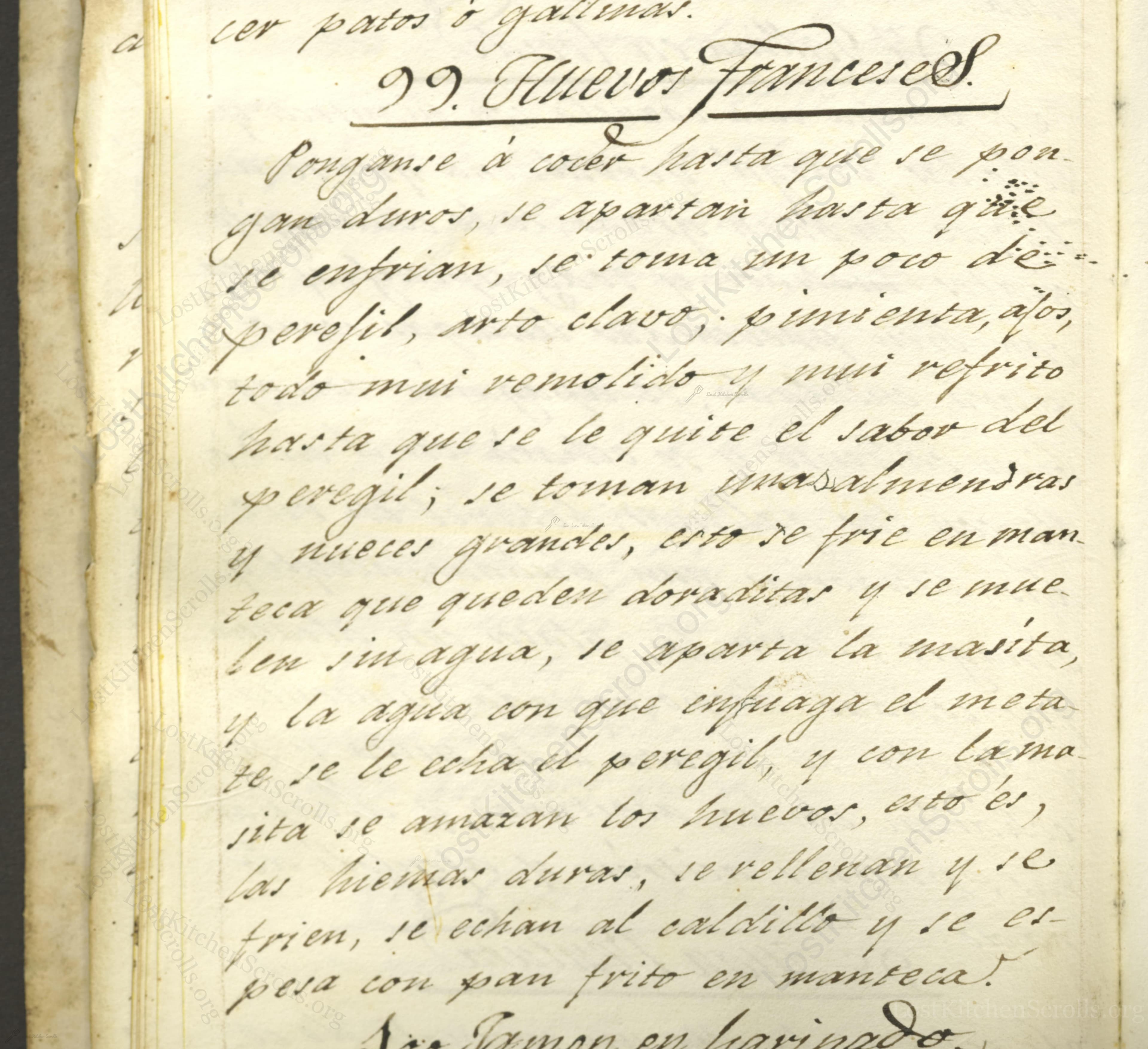 Historical recipe for Huevos Franceses