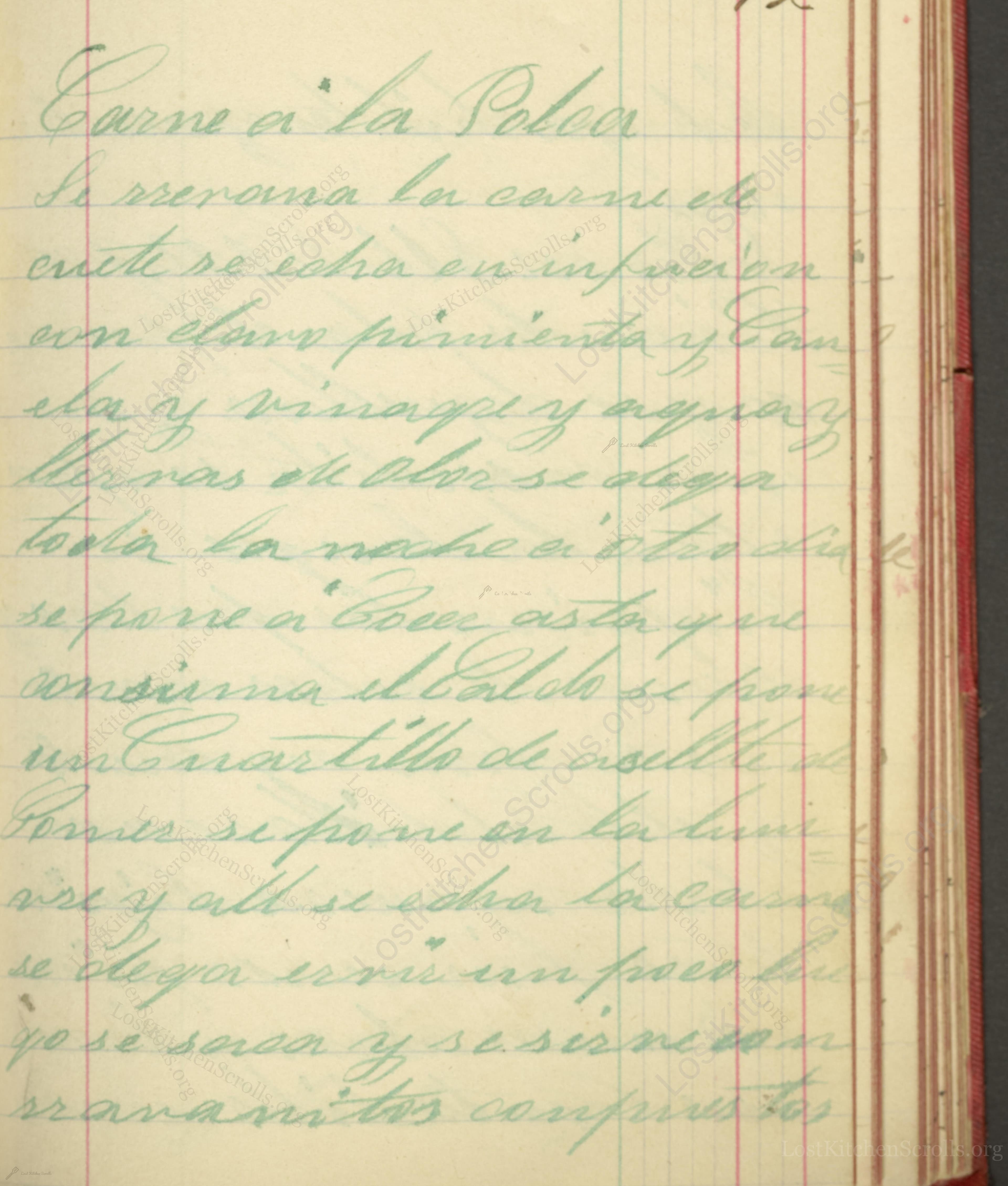 Historical recipe for Carne A La Polca