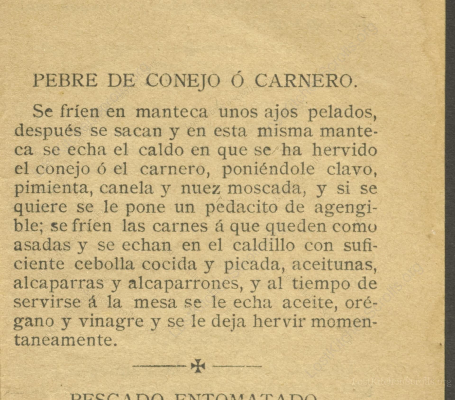 Pebre De Conejo Ó Carnero