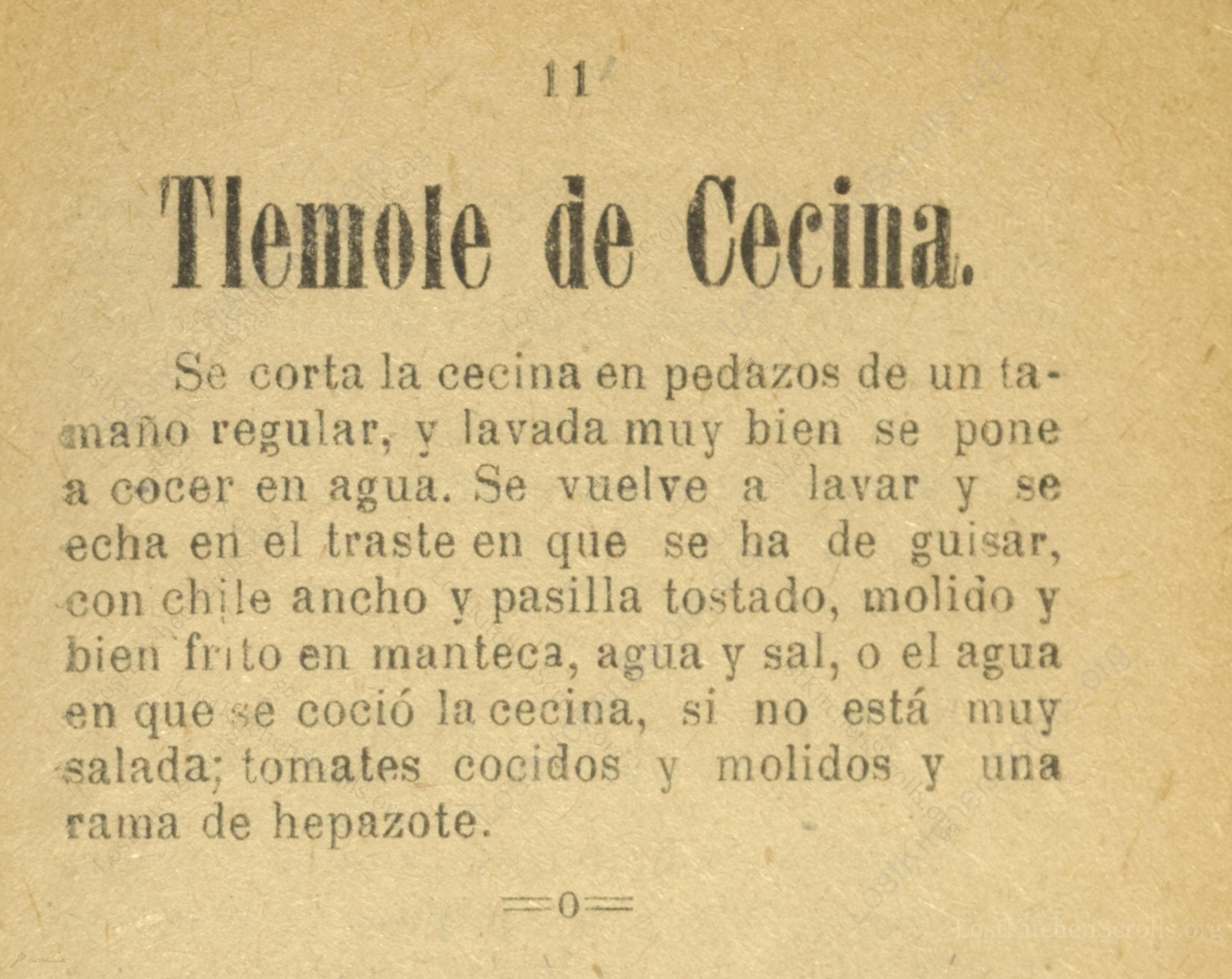 Historical recipe for Tlemole De Cecina