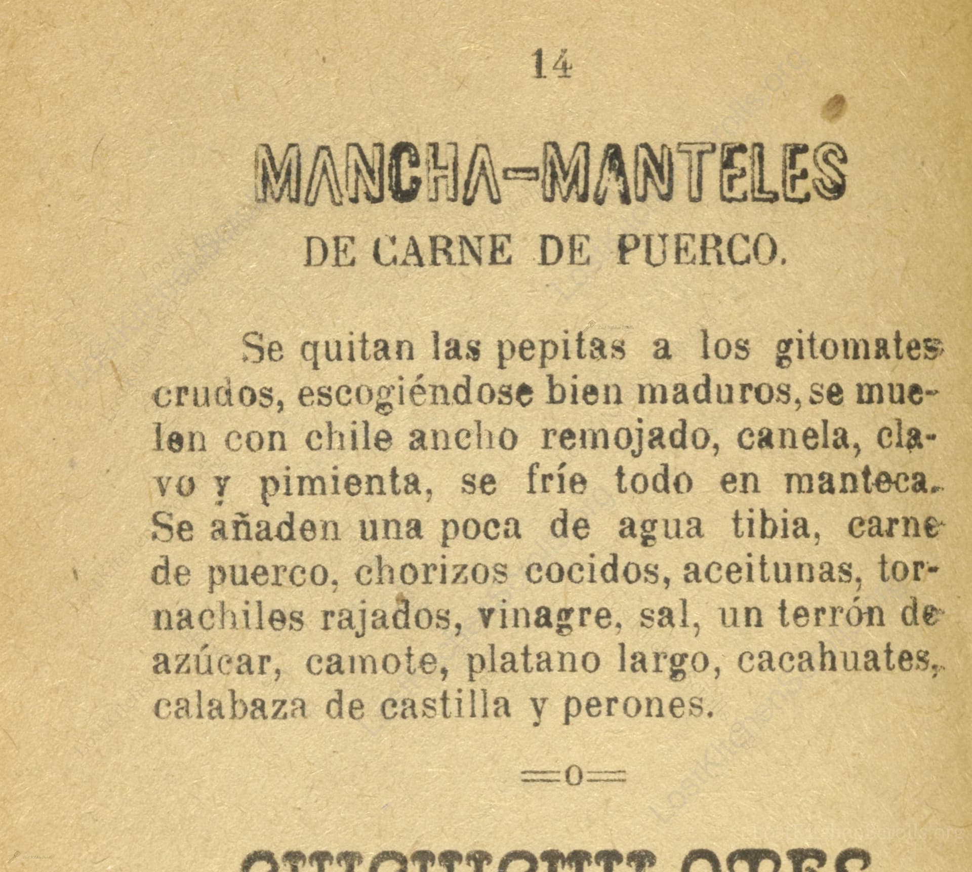Mancha-Manteles De Carne De Puerco