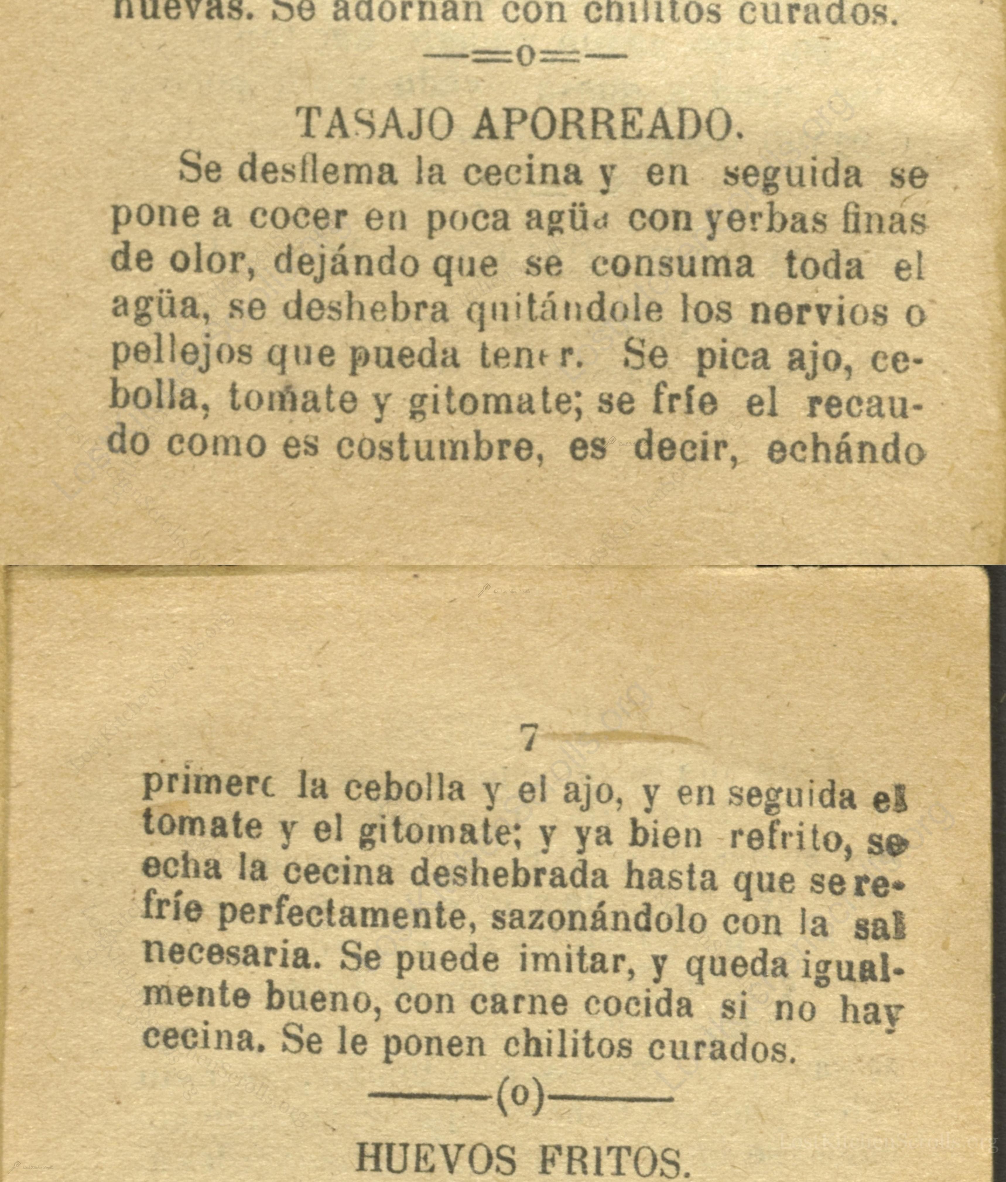 Historical recipe for Tasajo Aporreado