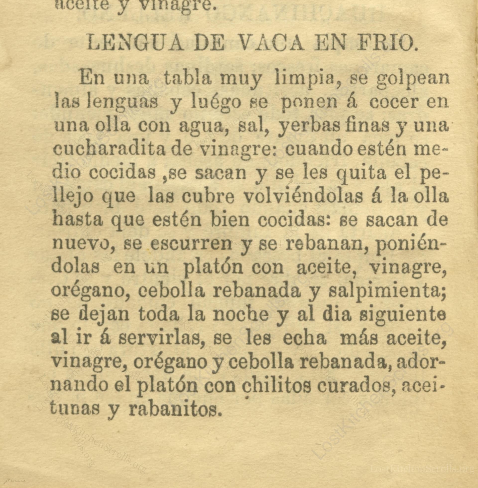 Lengua De Vaca En Frio