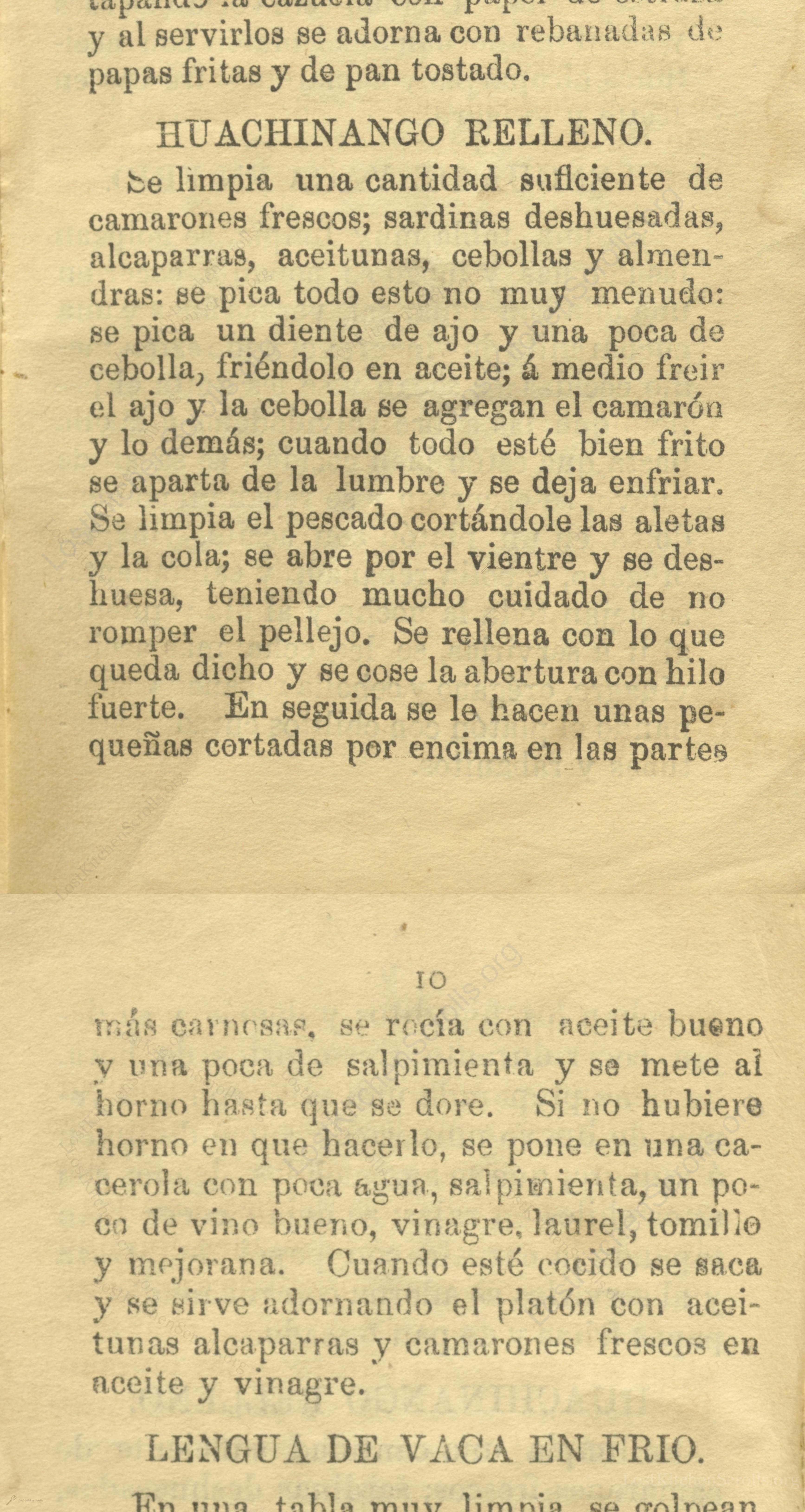 Historical recipe for Huachinango Relleno