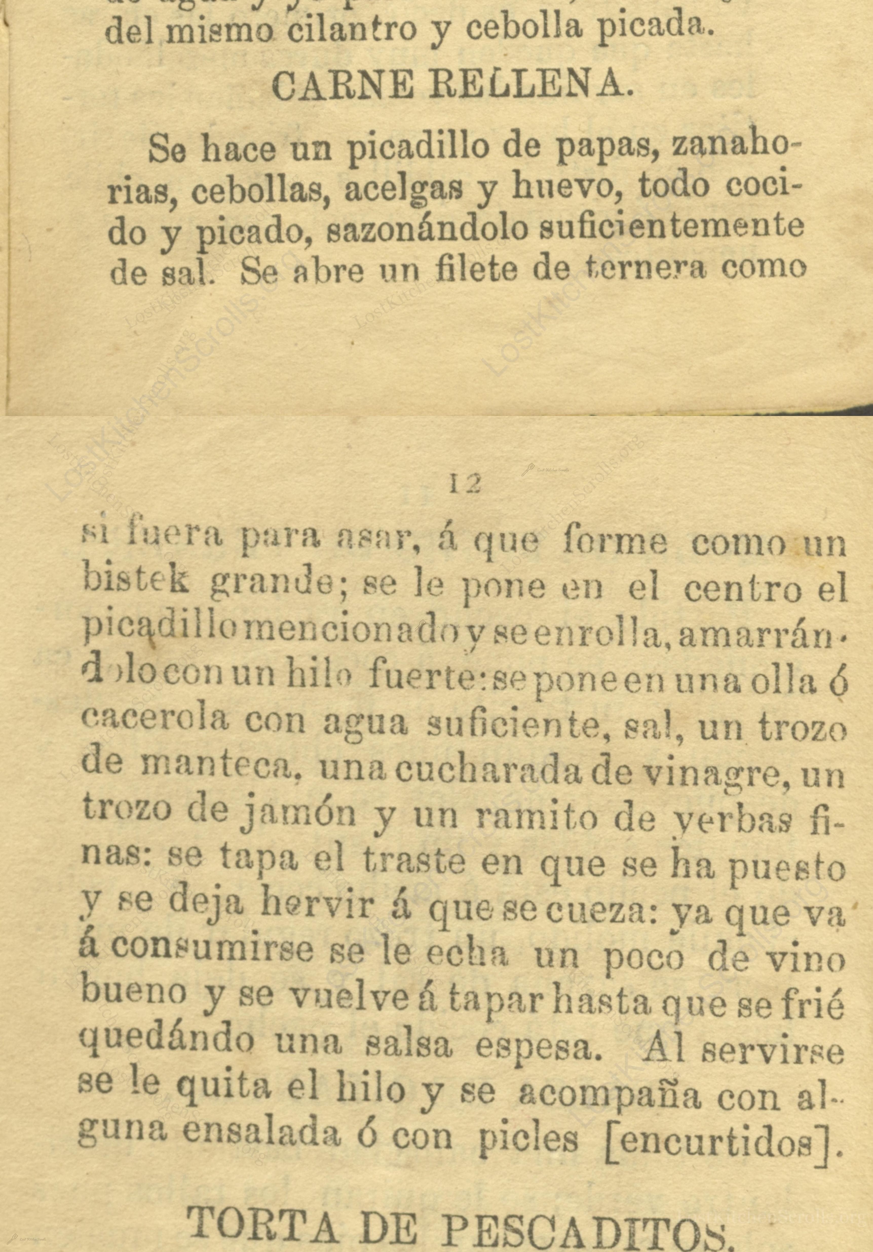Historical recipe for Carne Rellena