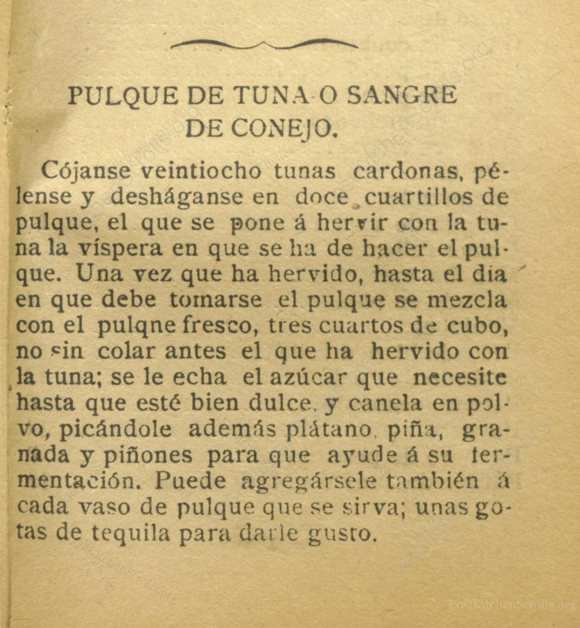 Pulque De Tuna O Sangre De Conejo