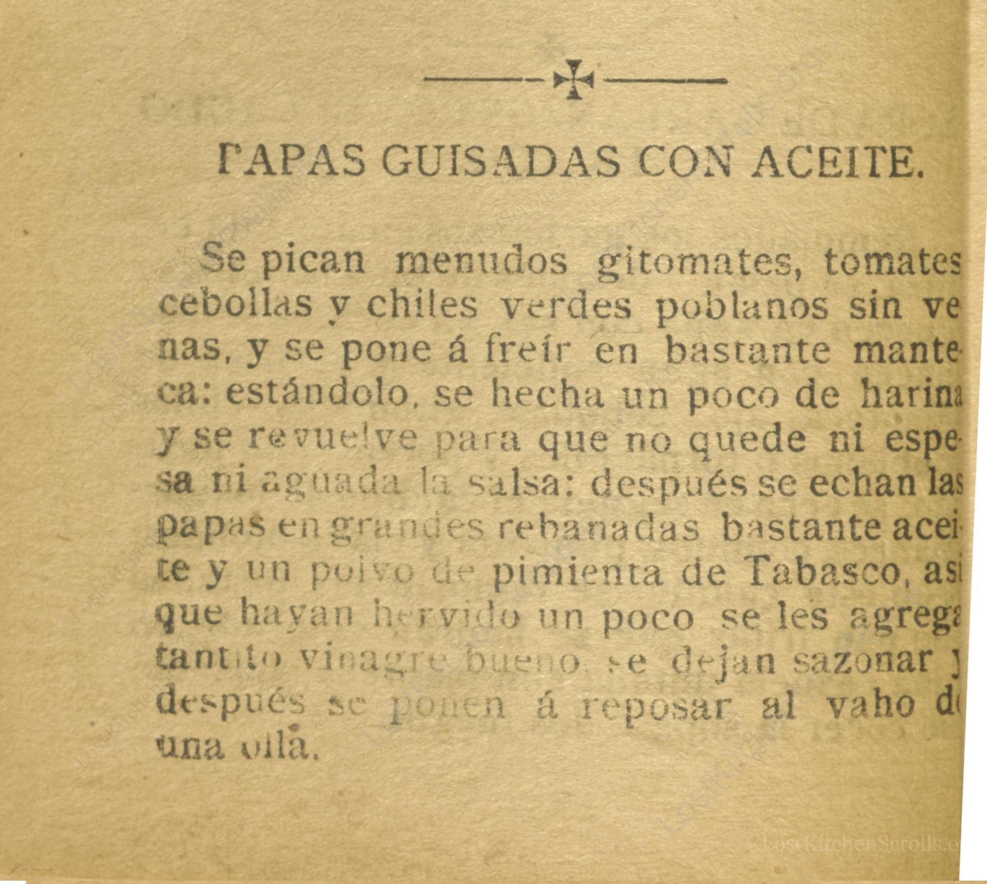 Tapas Guisadas Con Aceite