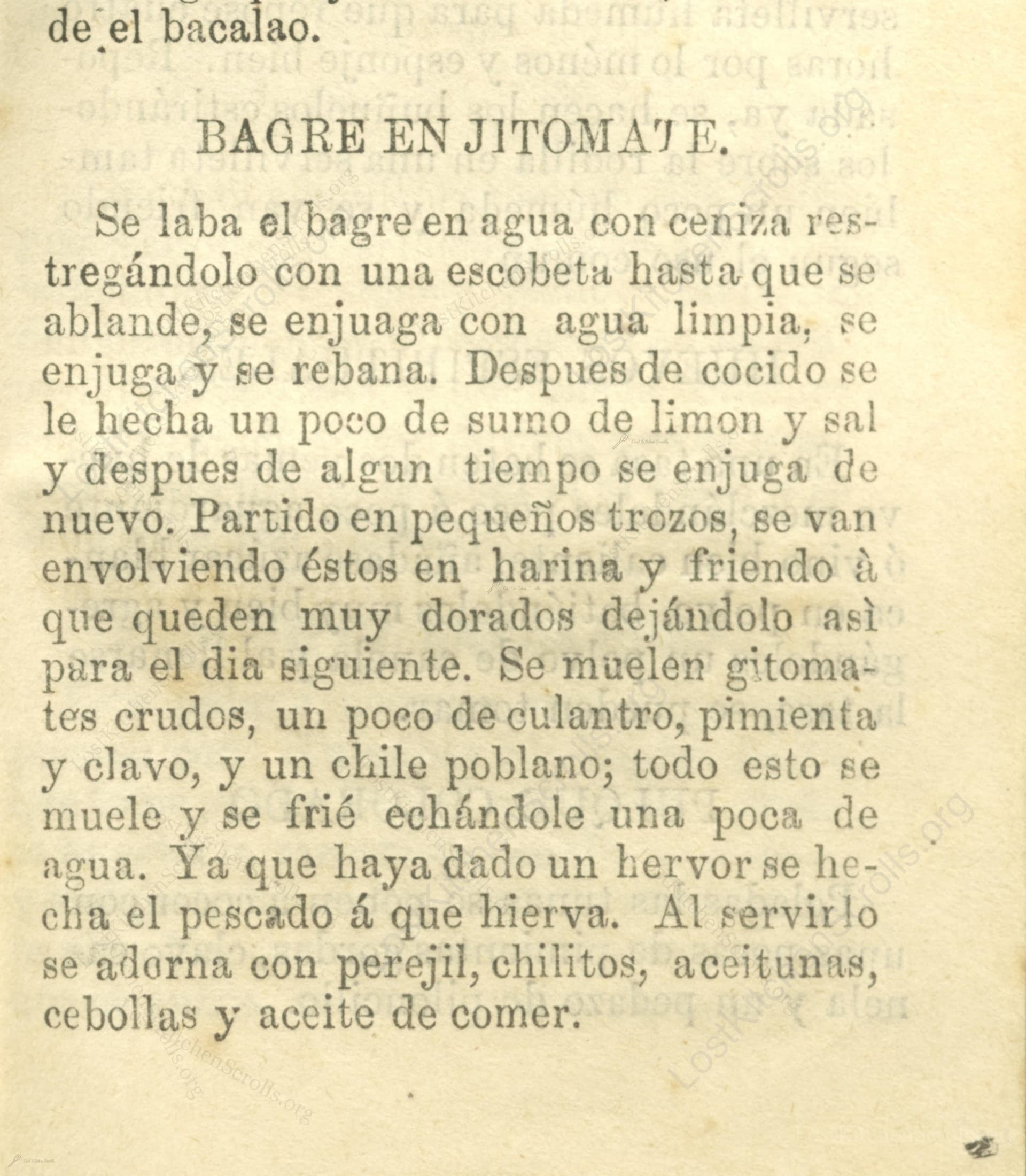 Bagre En Jitomate