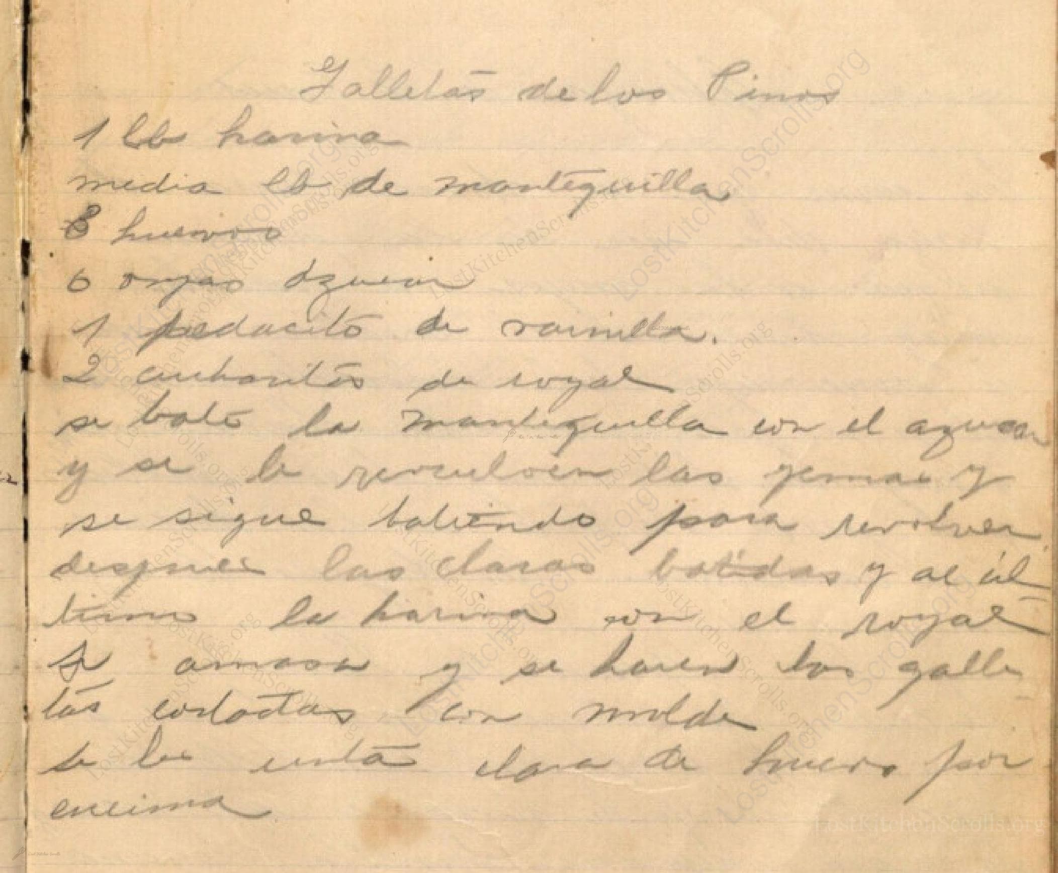 Historical recipe for Galletas De Los Pinos